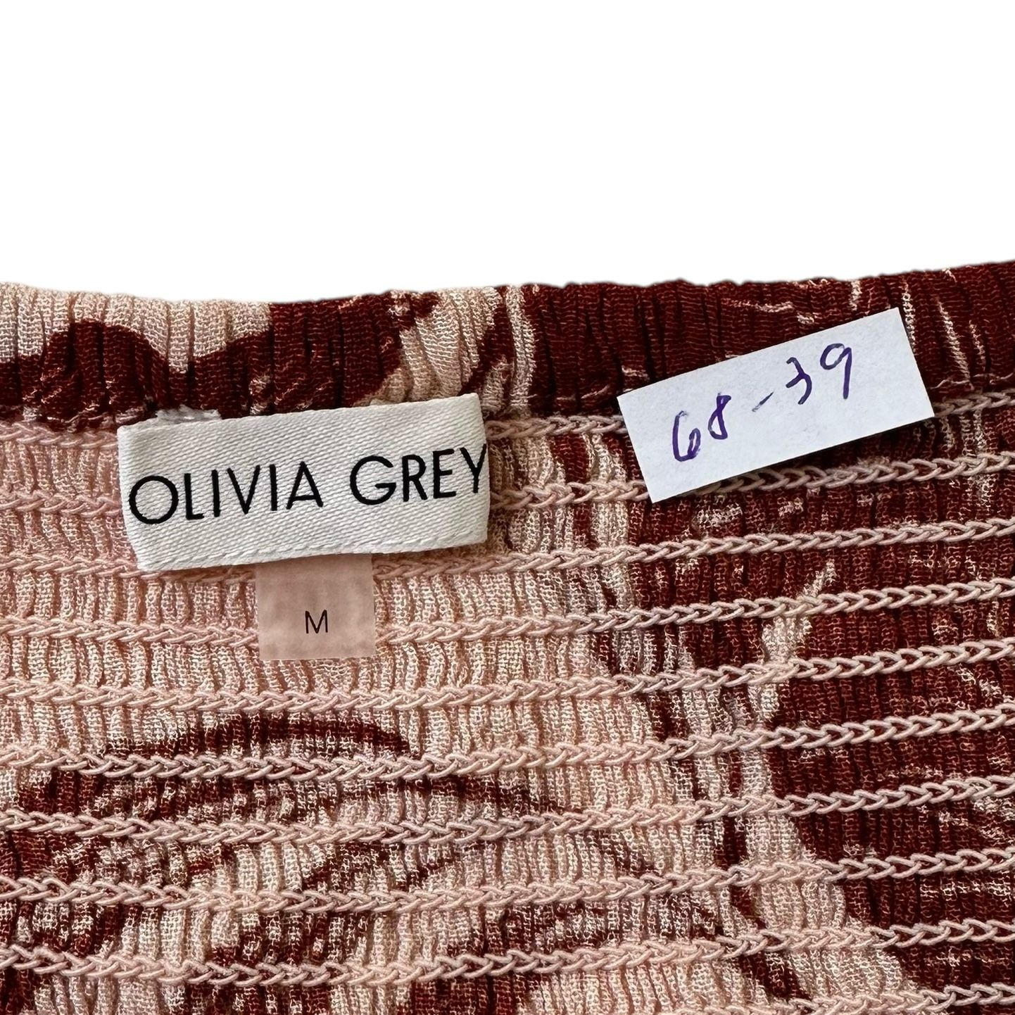 Olivia Grey Brown Tropical Maxi Dress Women Size Medium | 68-39