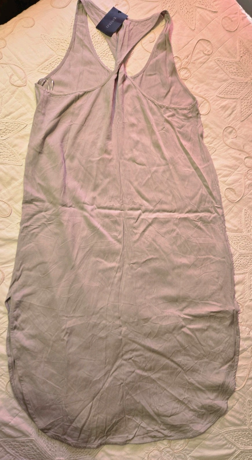 MOD REF Light Gray Midi Dress Criss Cross Back Rayon Lagenlook Size Large NWT