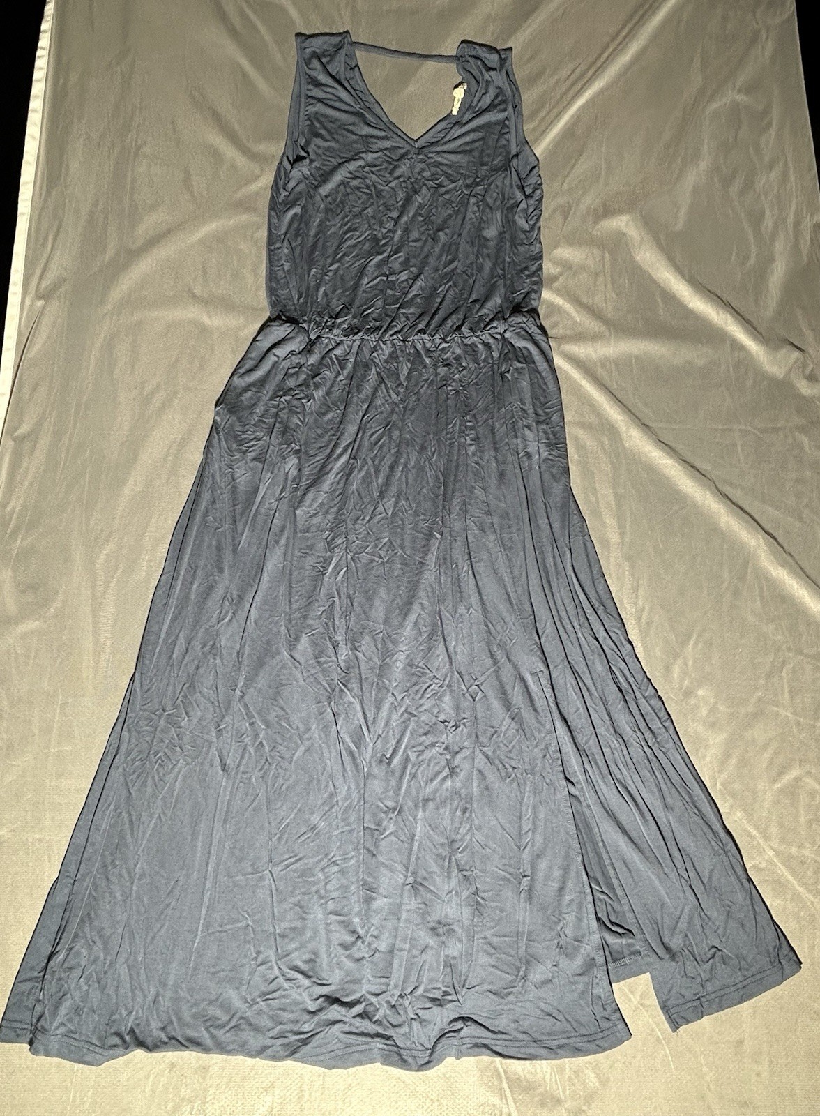 Maxi Dress with Pockets Indigo Thread Co. Sleeveless Solid Blue Size XL