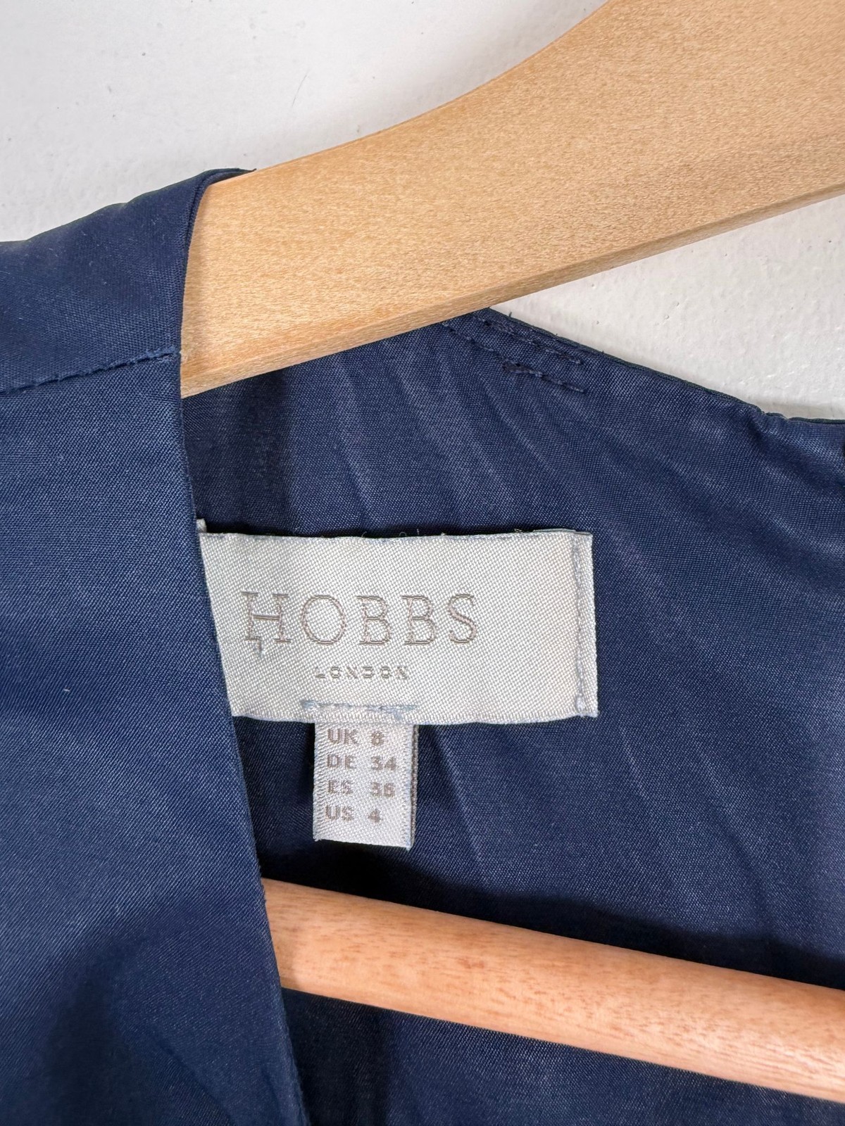 Hobbs Twitchill Dress Size UK 8 Navy Wrap Waist Belted Party Occasion Summer