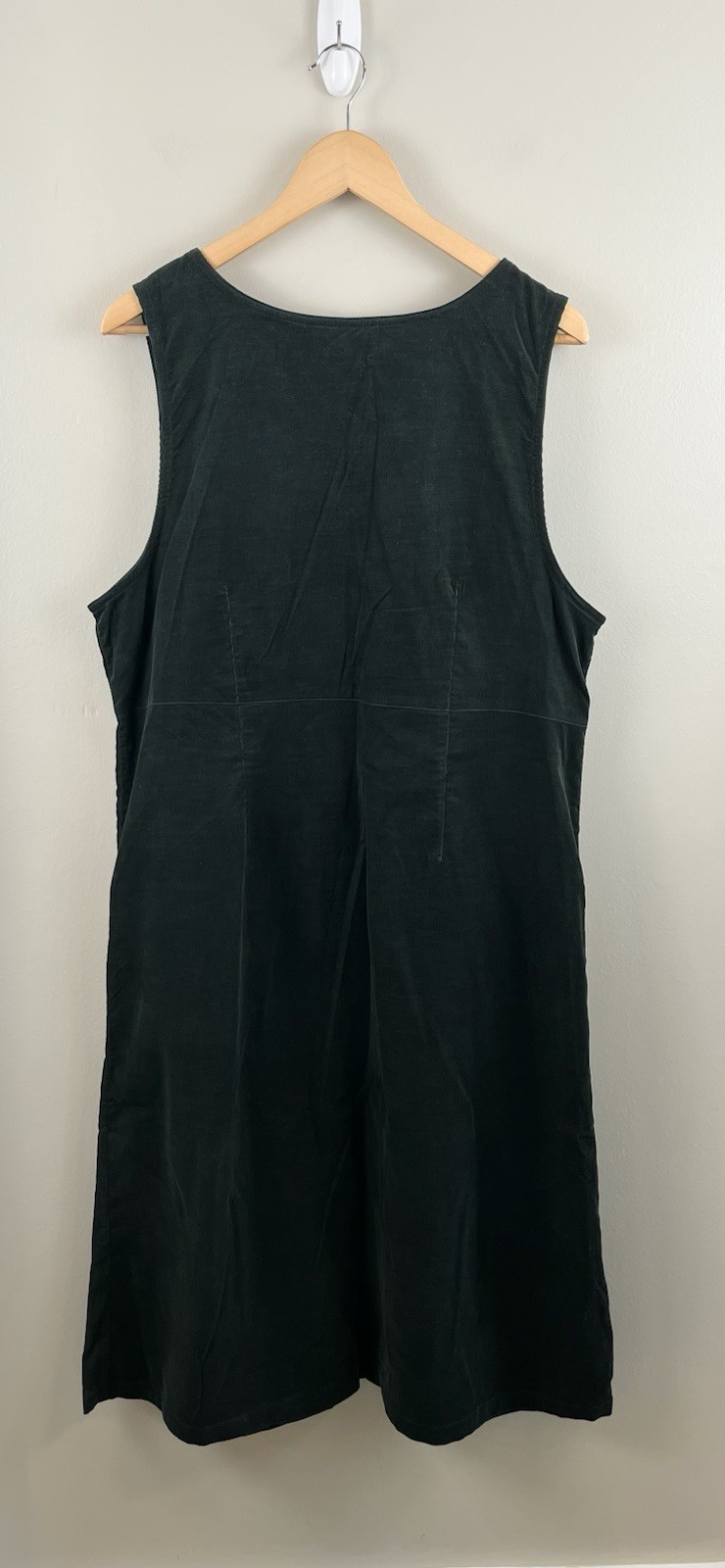 Original TY Wear Green Corduroy Maxi Dress Cottagecore Side Pockets Womens Lg