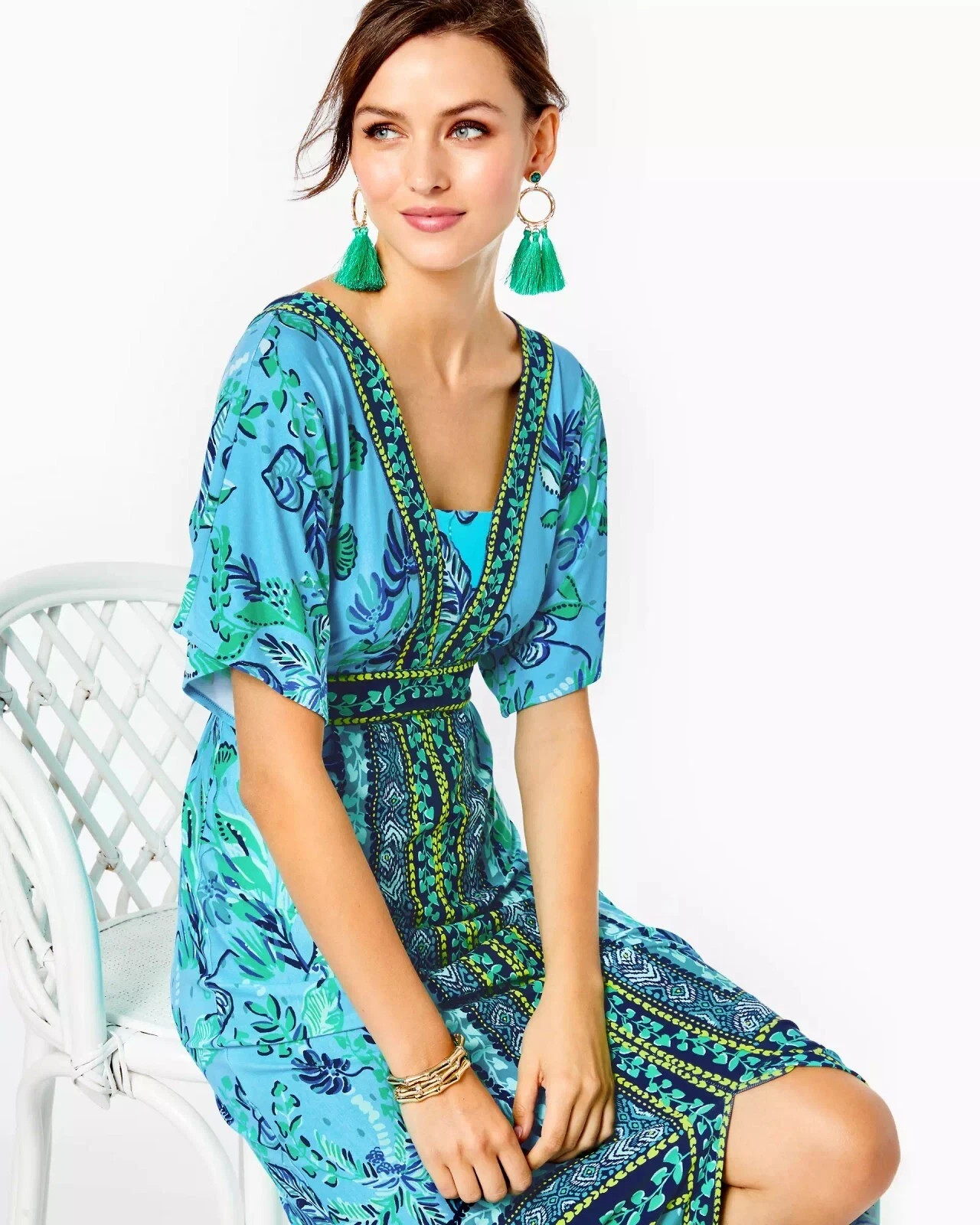 GORGEOUS LILLY PULITZER Ilia SEABREEZE Maxi Vacation Dress Ladies Size 12 LARGE