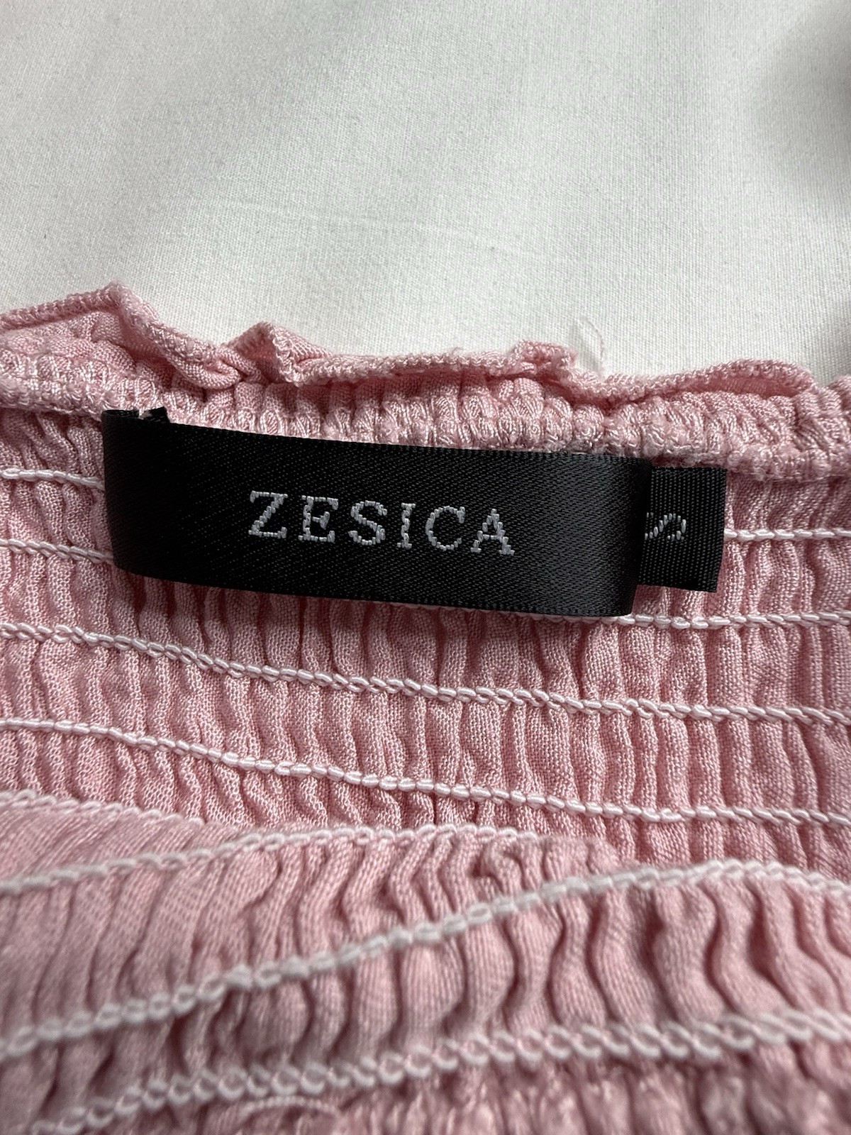 ZESICA Pink Solid Smocked Square Neck Tie-Strap Ruffle Midi Sundress Sz 2