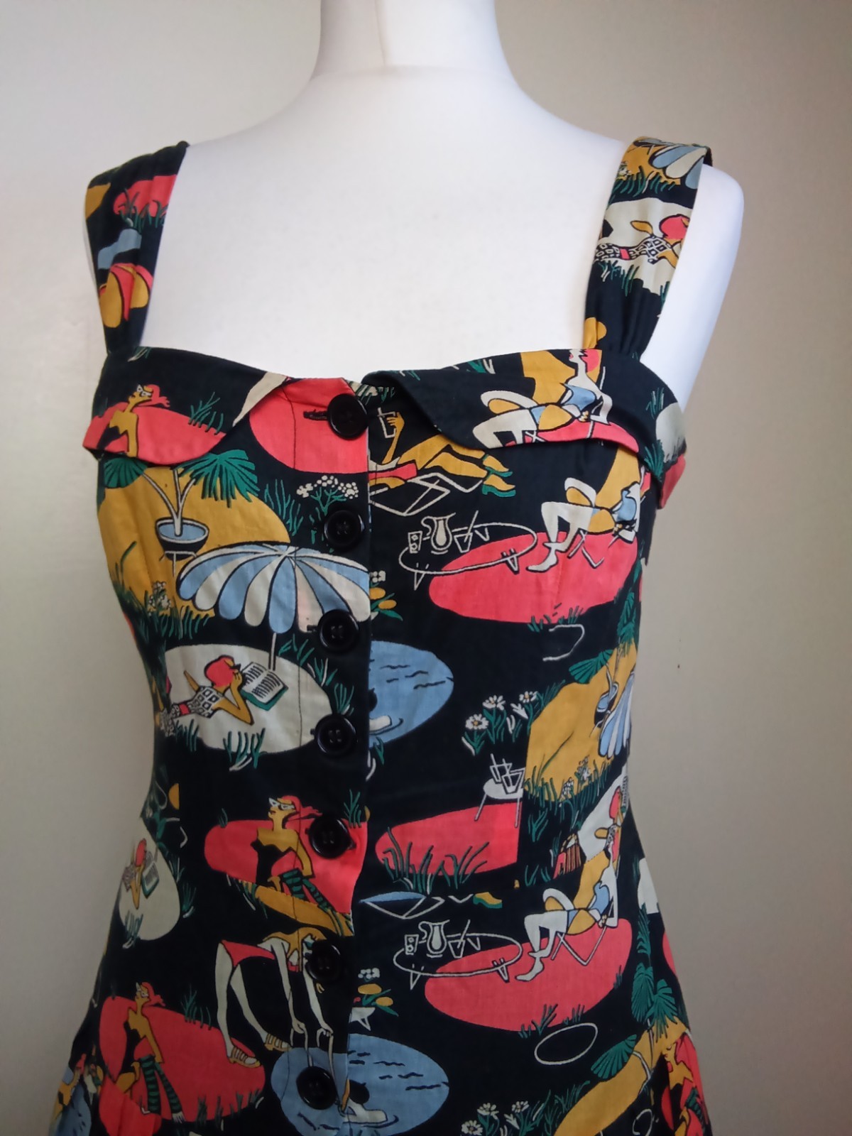 Emily and Fin Sundress Medium 12 Beach Lady Pool Print Summer Dress Pockets