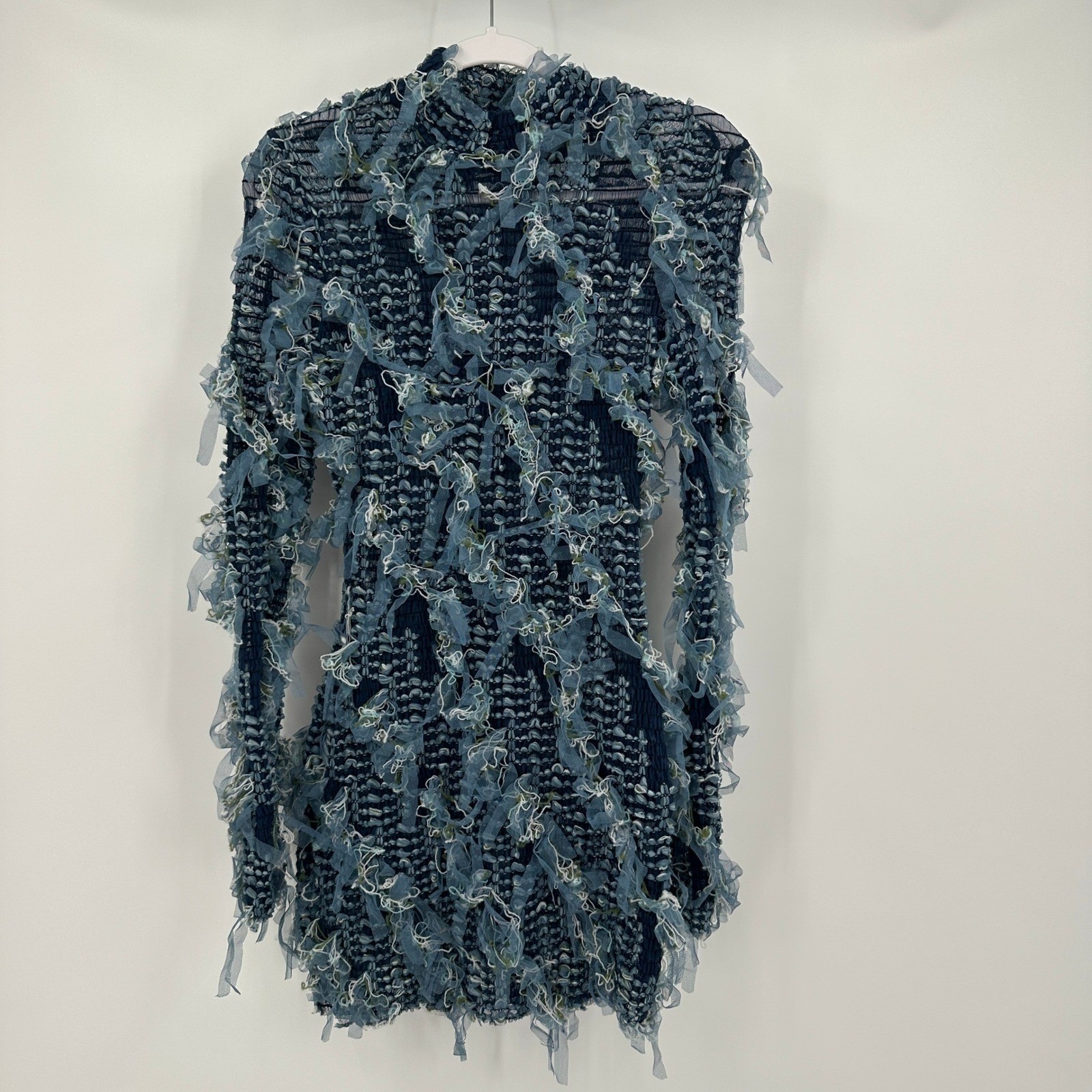 Womens Mermaid Popcorn Knit Y2K Top Size L Stretch Fairy Grunge Festival Edgy