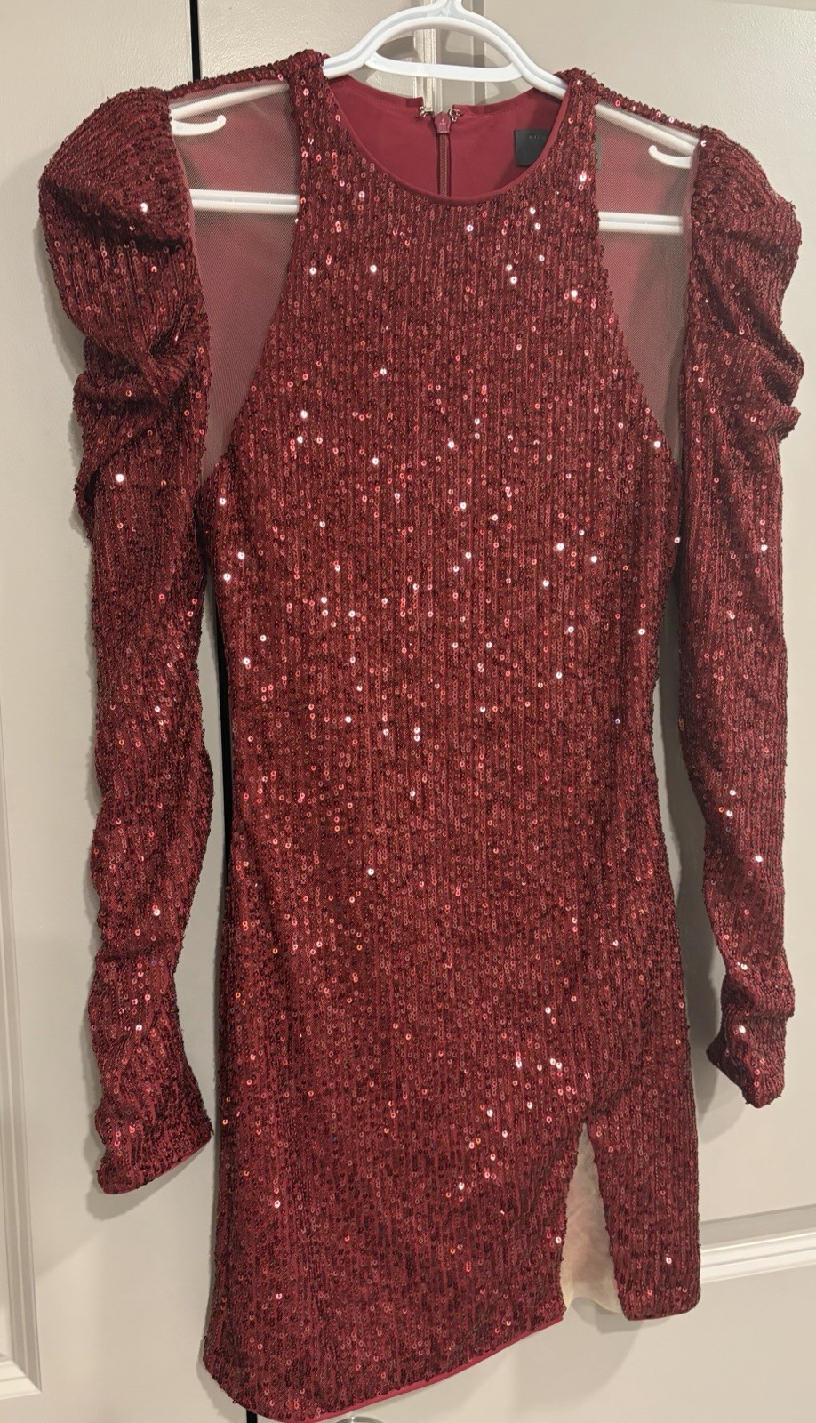Michael Costello X Revolve Dark Red Sequin Mini Dress XS