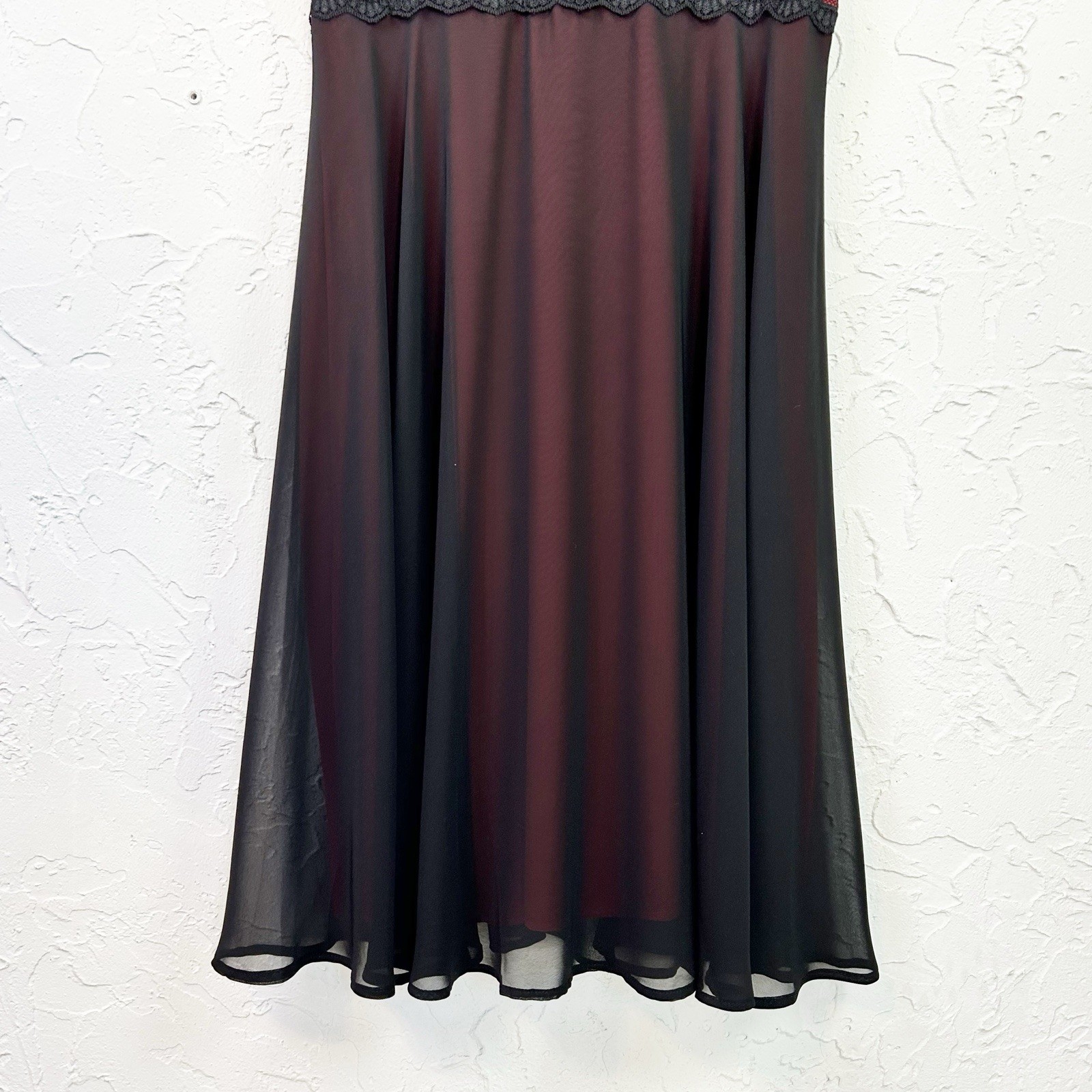 Vintage 90s Y2K Black Red Lining Mesh Lace Sheer Midi Dress Goth Whimygoth 12