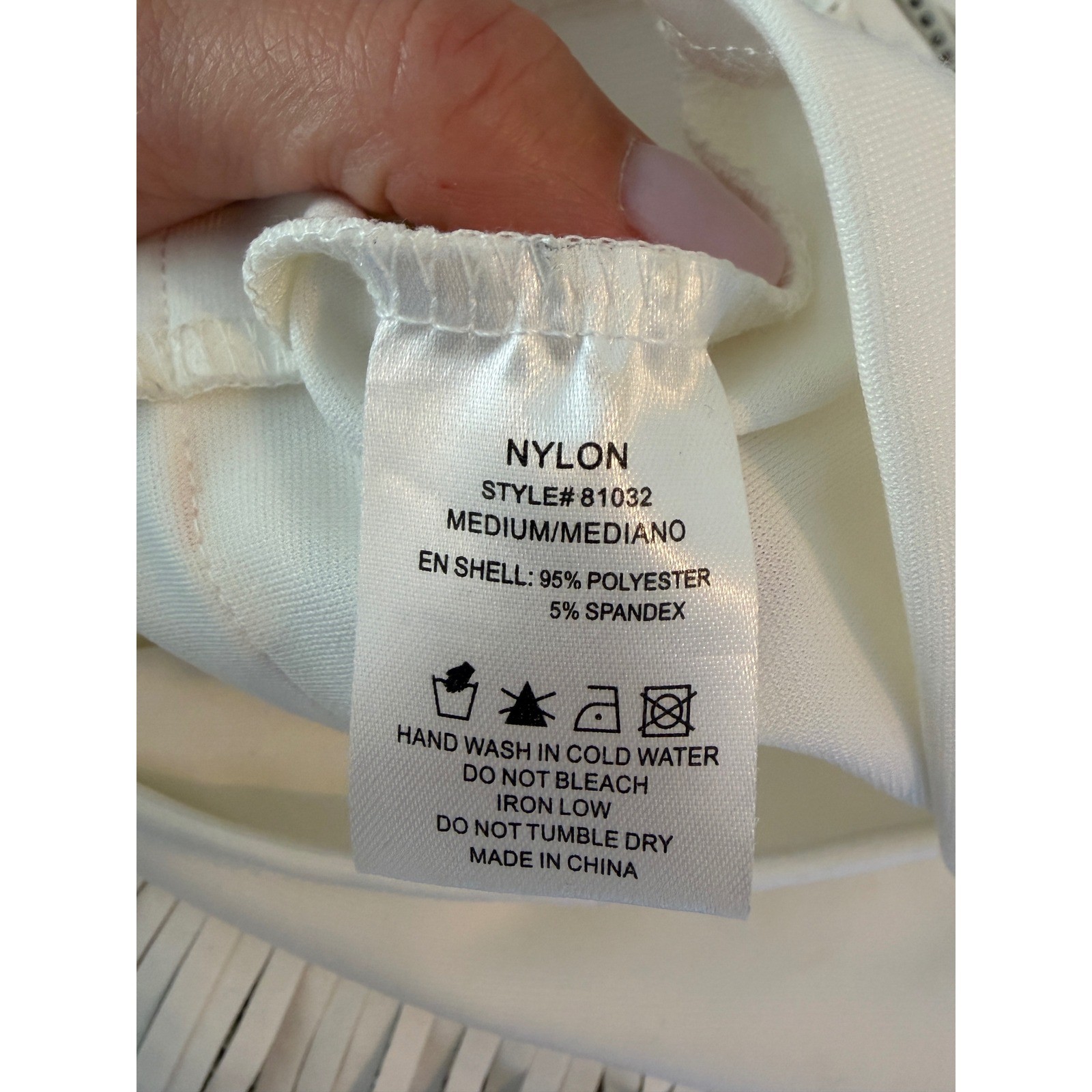 NYLON APPAREL Rhinestone Fringe Mini Dress White Spaghetti Strap Party Size M