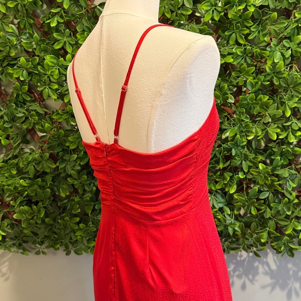 Renata Red Print Satin Dress