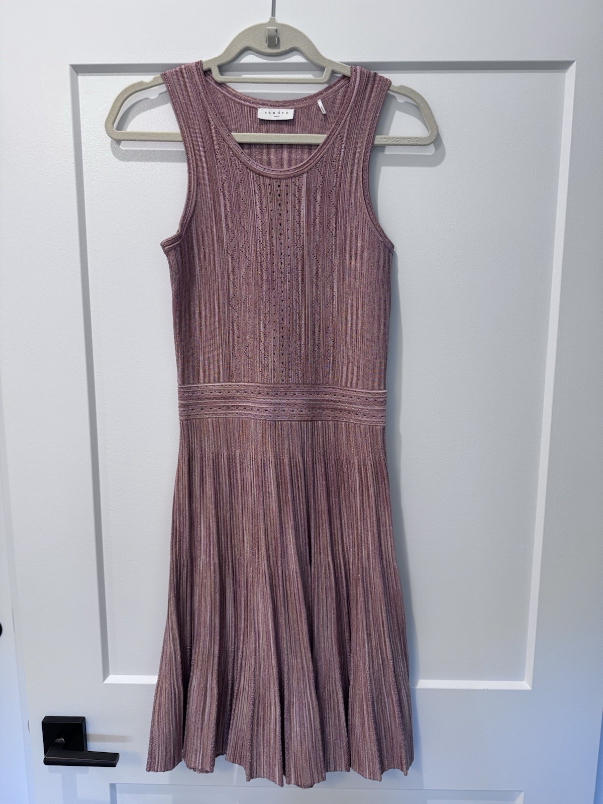 Sandro Paris Multi Solid Fit & Flare Knit Pleated Sleeveless Dress 36 R2531E-60