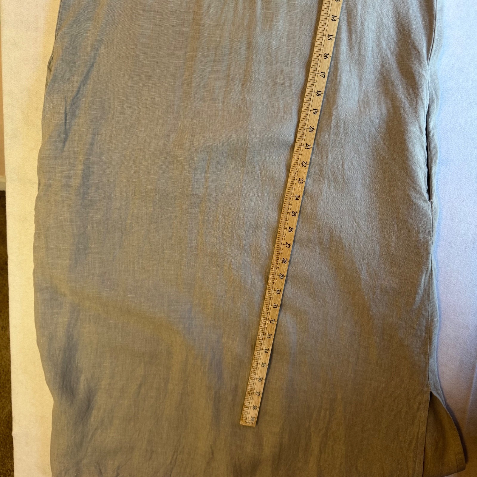 Pure Match Dress Maxi M Gray Linen Shift Sleeveless Coastal Beach USA Sundress