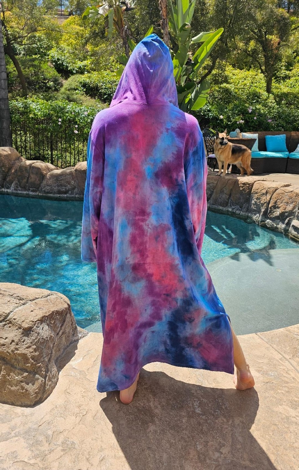 Maya Antonia Unisex Hand Tie-Dye Galaxy Cotton Maxi Dress/Kaftan/Hoodie/Pocket