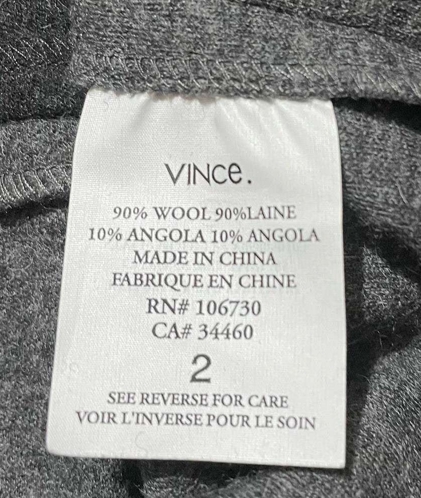 Vince Wool Shift Grey Black Color Block Dress 2 Pockets Casual Elegant Goth Chic