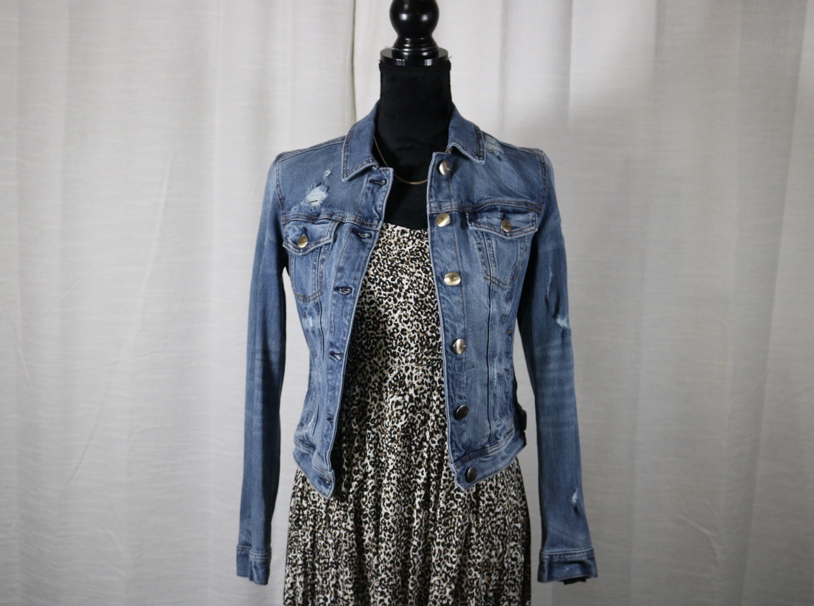 Old navy leopard dress with American eagle denim jacket (set)