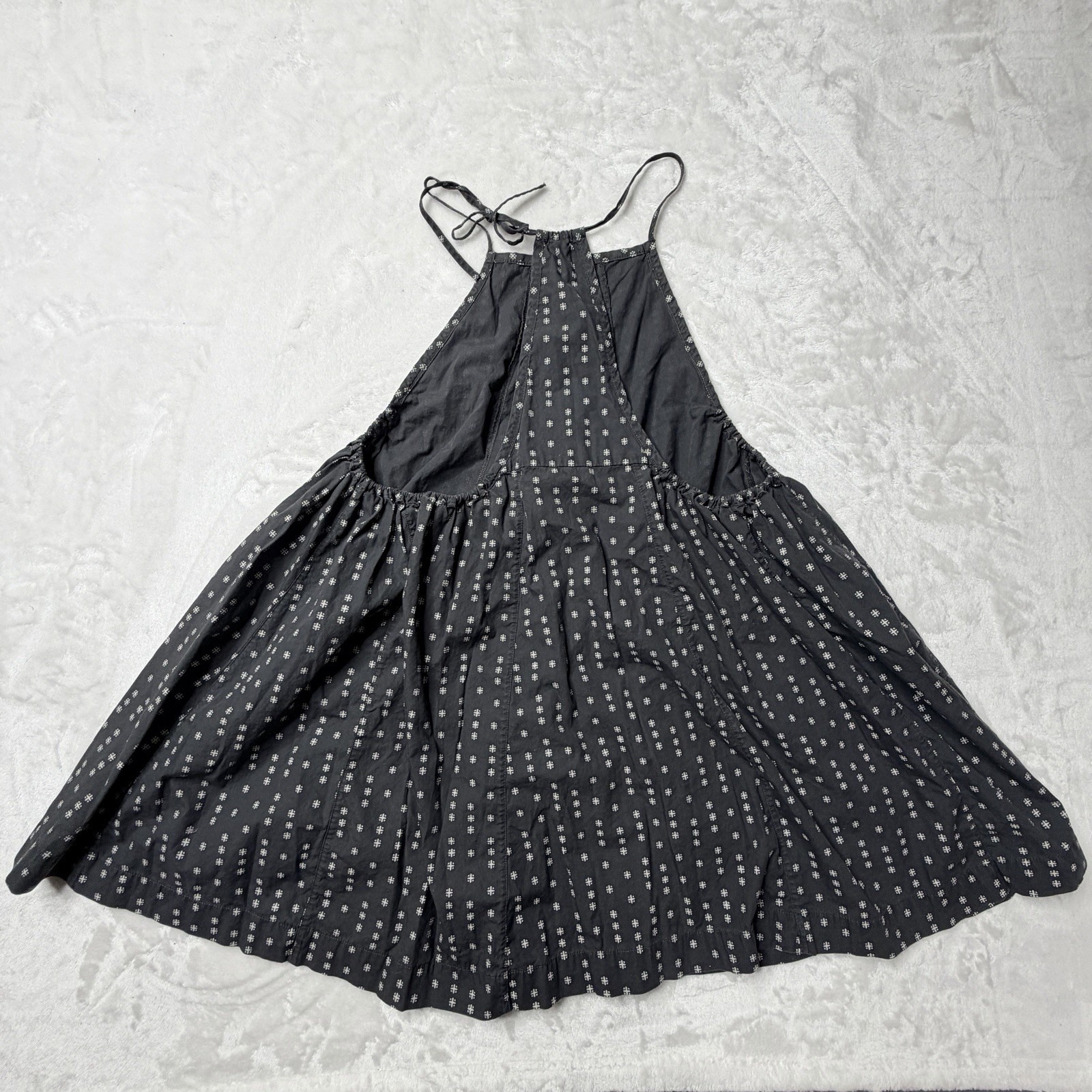 Free People Charcoal Grey Floral Halter Sundress,cottagecore, boho,flowy cotton