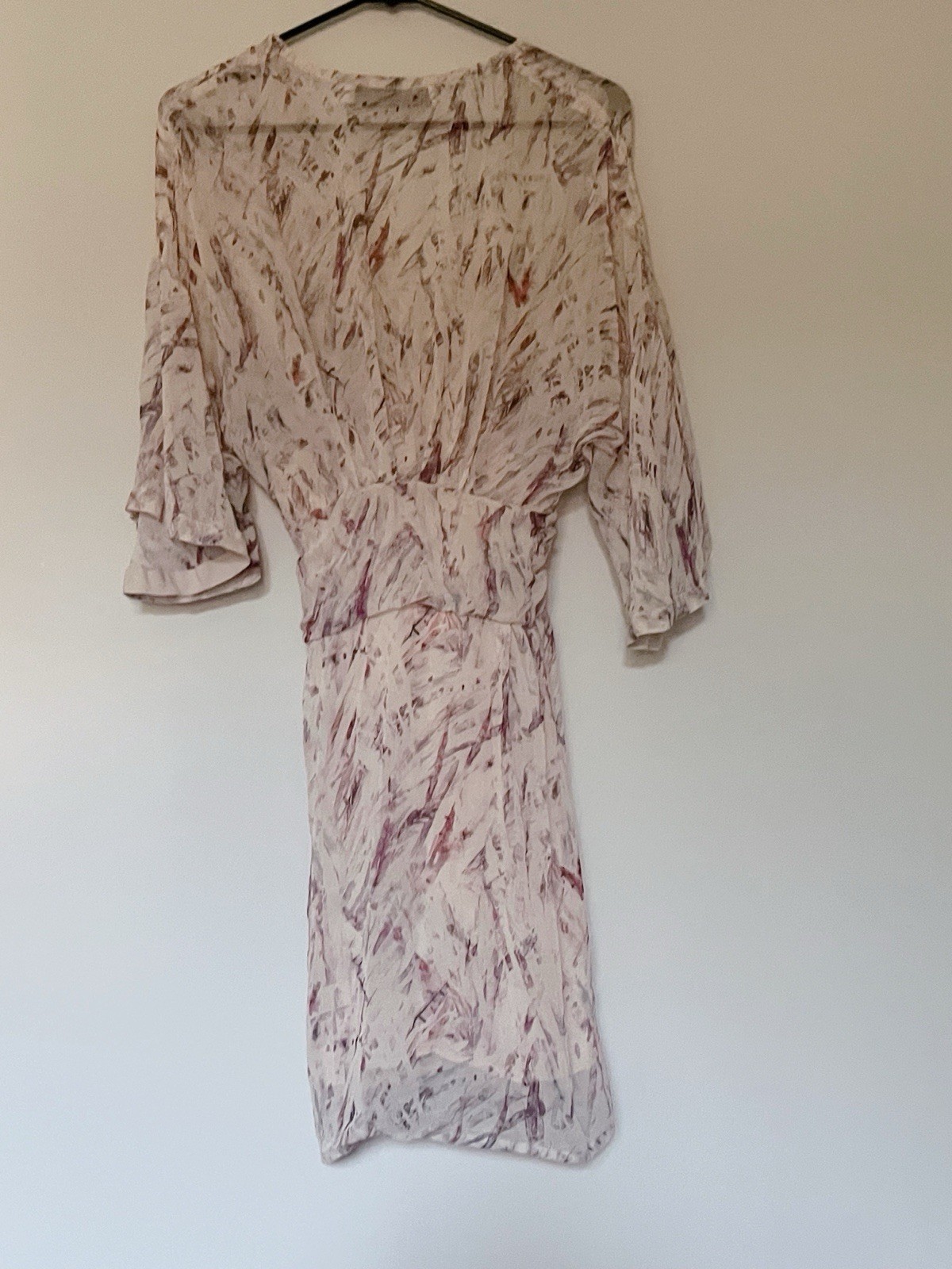 $500 IRO Pommie Silk Pink Flutter Sleeve V-Neck Draped EU 36 Chic Mini