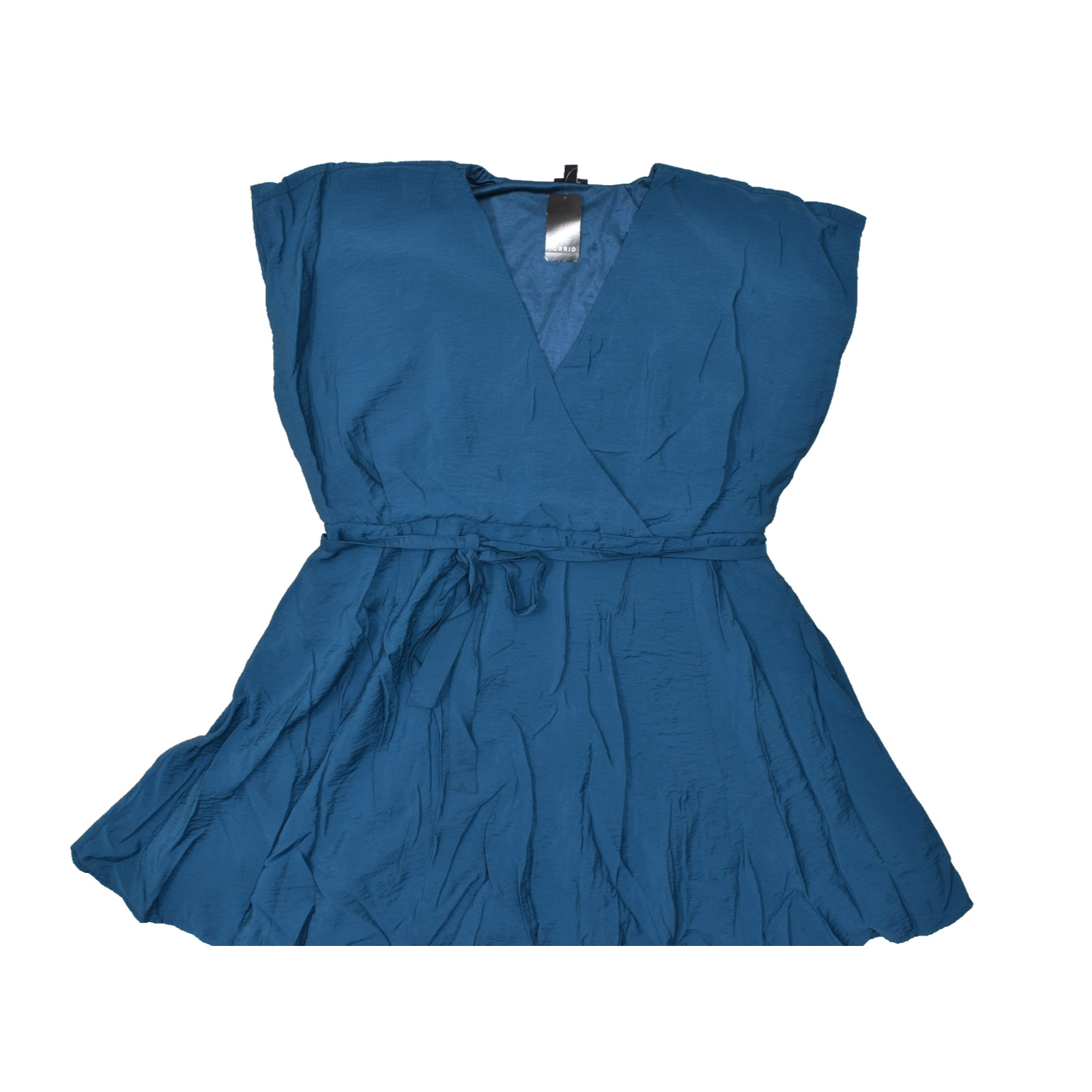 Torrid Plus Size 2 (18-20) Blue Mini Surplice Georgette Tie-Waist Dress NEW