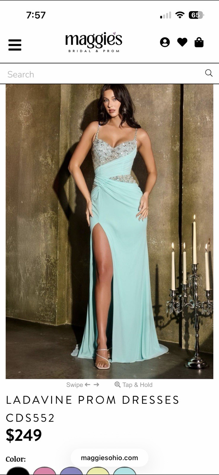 Ladivine by Cinderella’s Divine Mint Green Beaded Prom Dress. Size 0. New