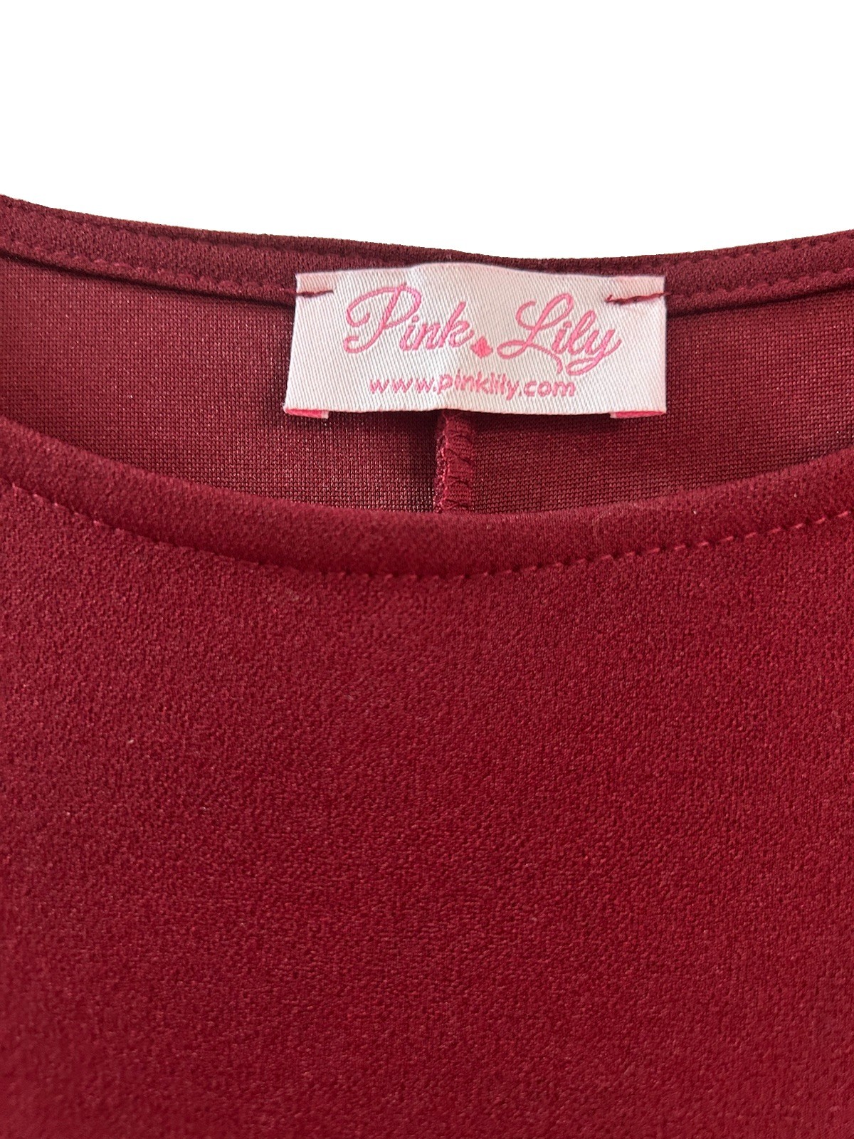 Pink Lily Dress Medium NWT Burgundy Ruffle Sleeve Shift Mini Boutique