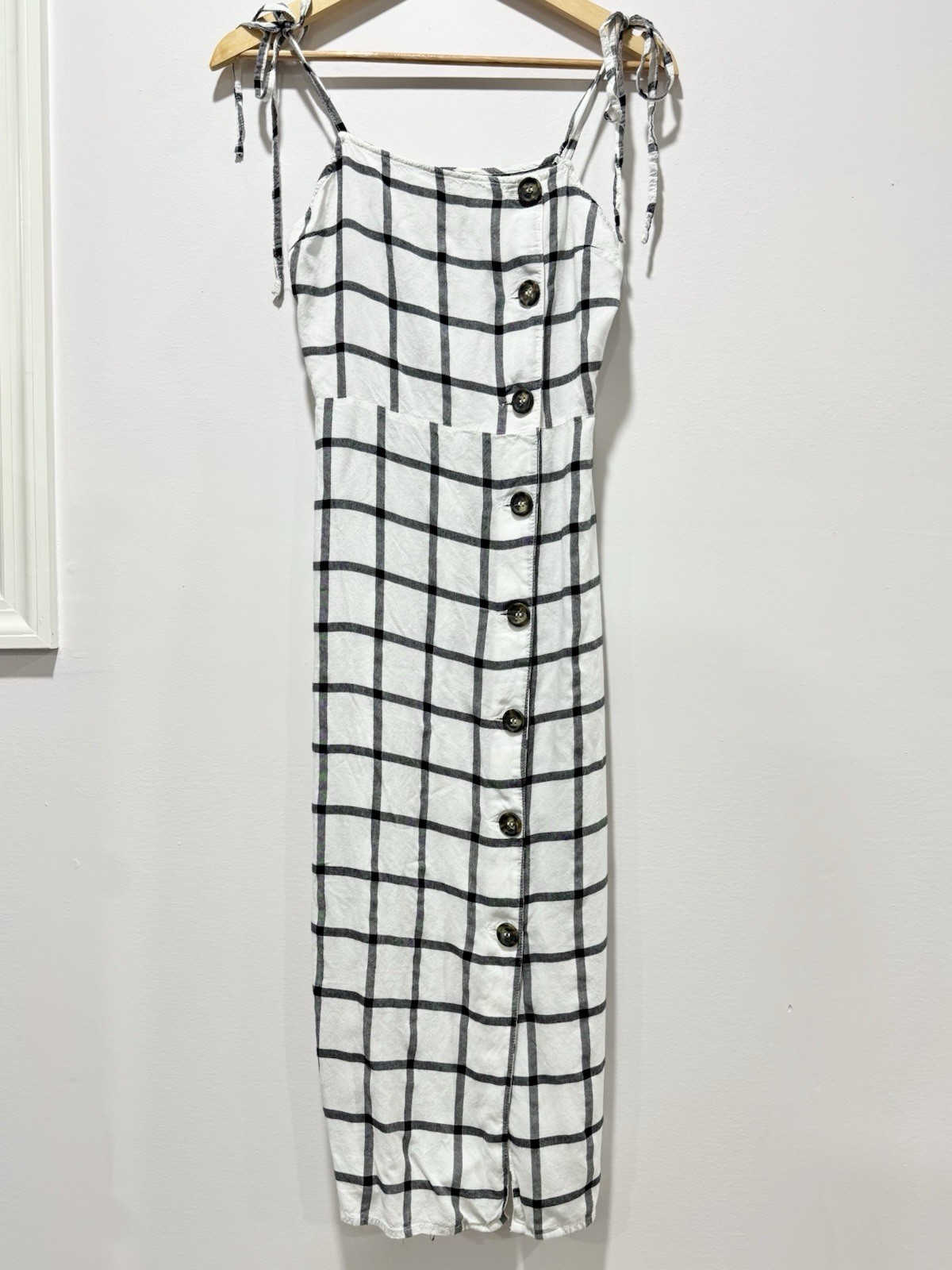 ASOS White Black Grid Check Midi Cami Dress Women’s Size 4 Sleeveless