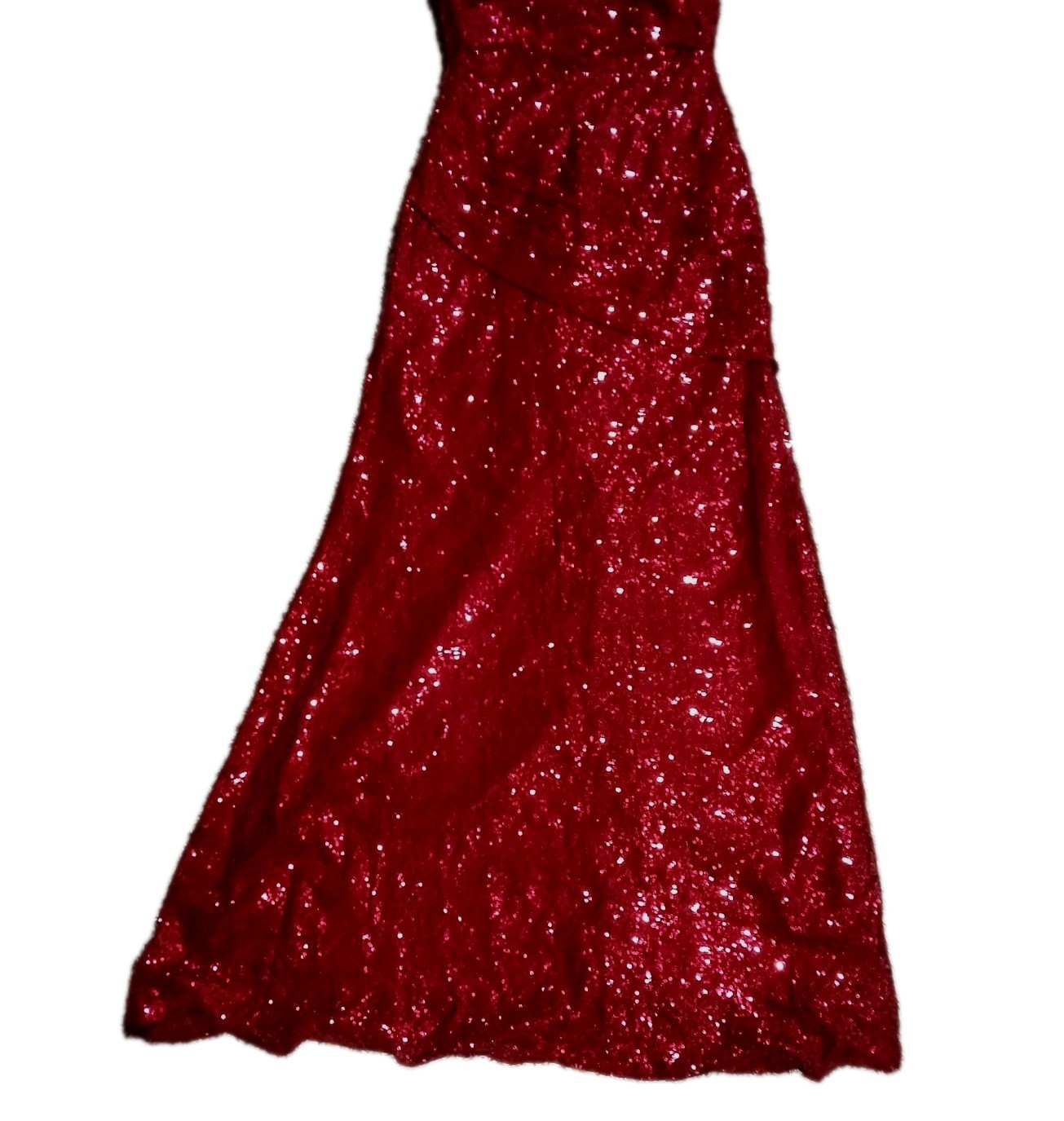 Imcactor Womens Single Shoulder Bodycon Mermaid Maxi Red Sequin Dress Gown