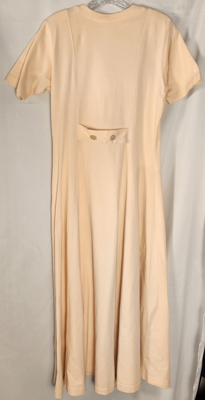 90s Coldwater Creek Pale Peach Maxi Shirt Dress Minimalist/Cleangirl/Classic S