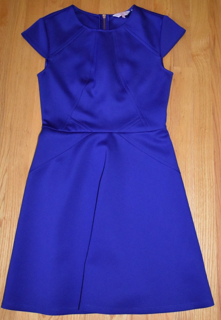 Ted Baker Blue Scuba Skater Dress Fit and Flare Cap Sleeve MSRP $248 UK 2 US 6