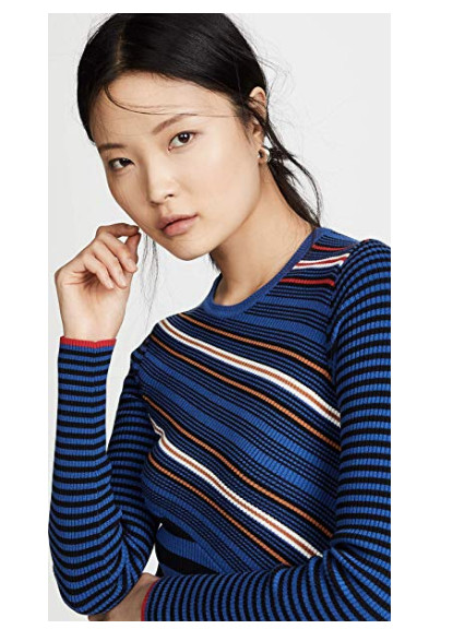 OPENING CEREMONY COLLEGIATE RIBBED KNIT ASYMMETRICAL HEM MARINE NAVY DRESS sz M