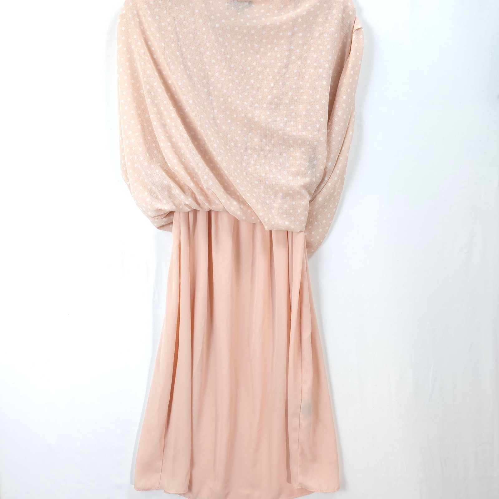 Max Edition Petite Polka Dot Dress Peach Smocked Waist Fit Flare S Feminine Chic