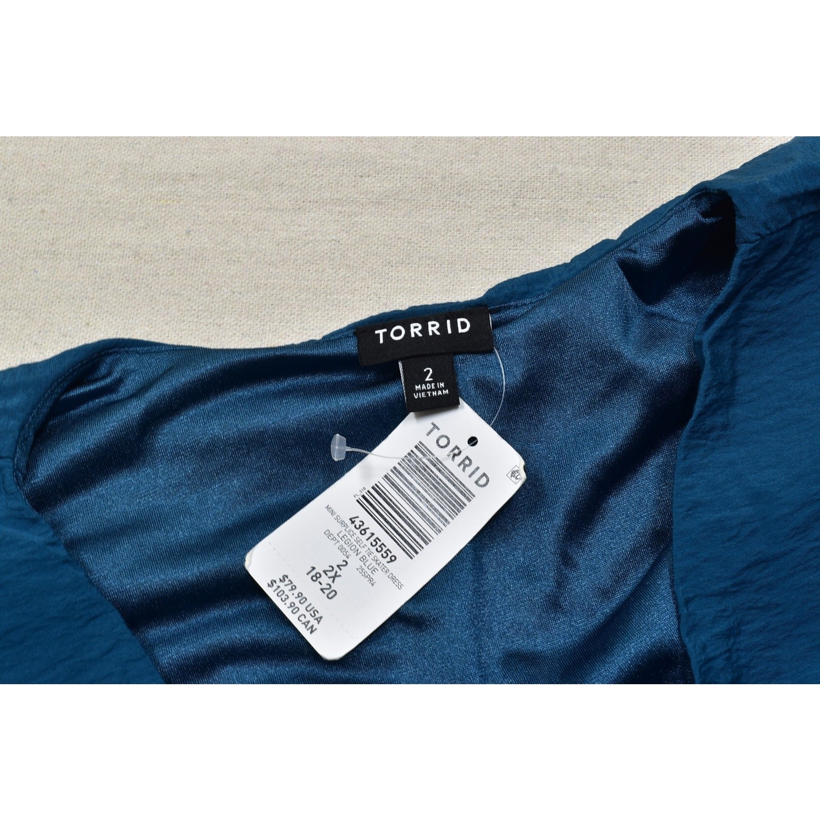 Torrid Plus Size 2 (18-20) Blue Mini Surplice Georgette Tie-Waist Dress NEW