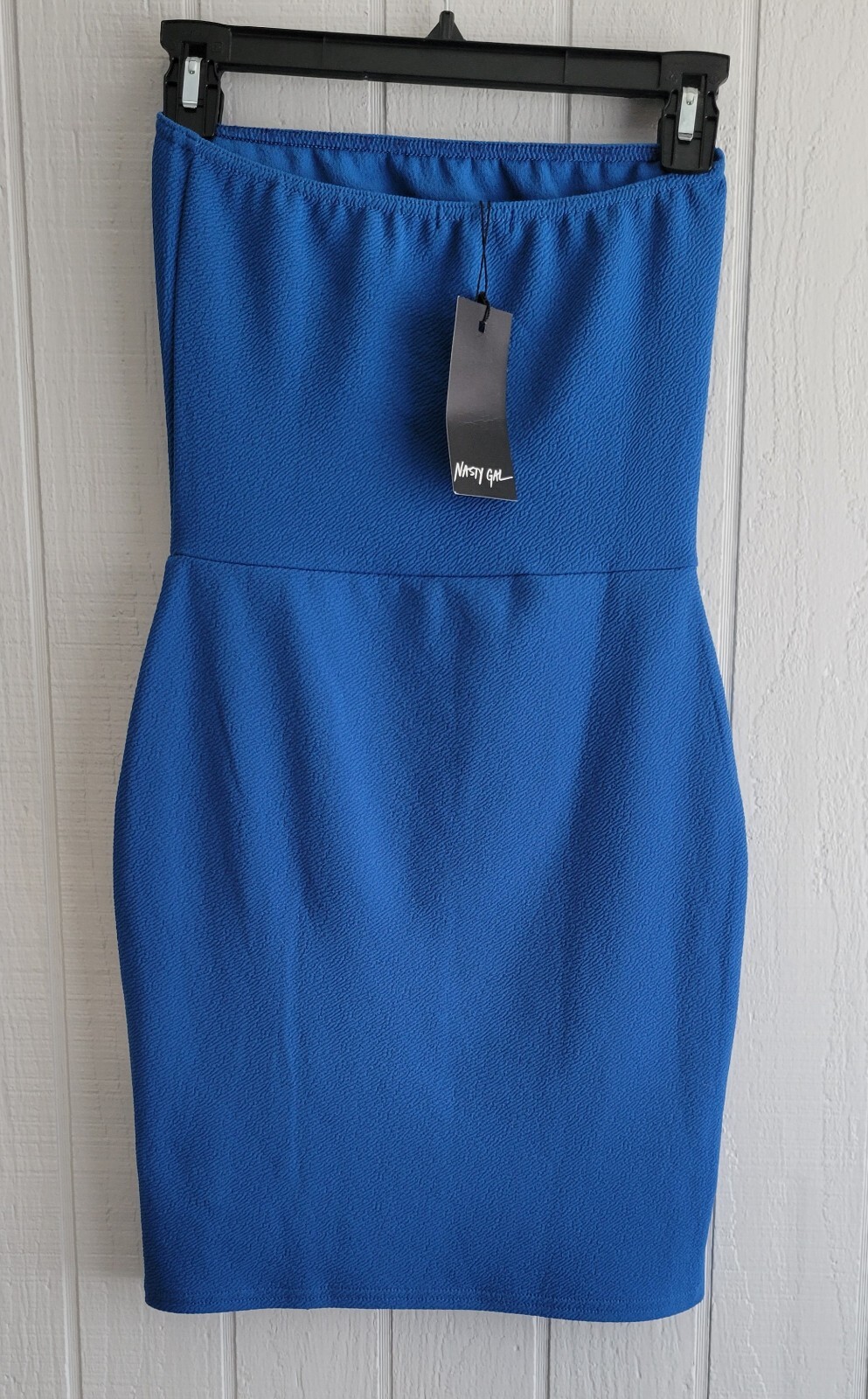 NEW Nasty Gal polyester elastaine blue strapless dress size 8