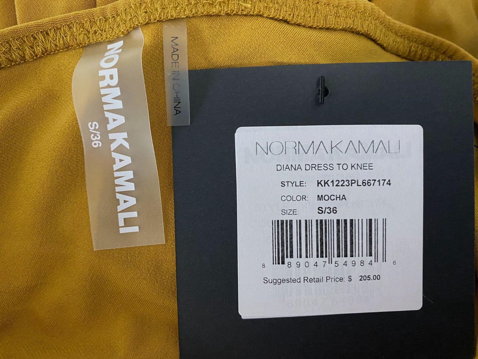 $205 Norma Kamali Diana Womens Gold Diana Ruched One-Shoulder Midi-Dress Sz S/36