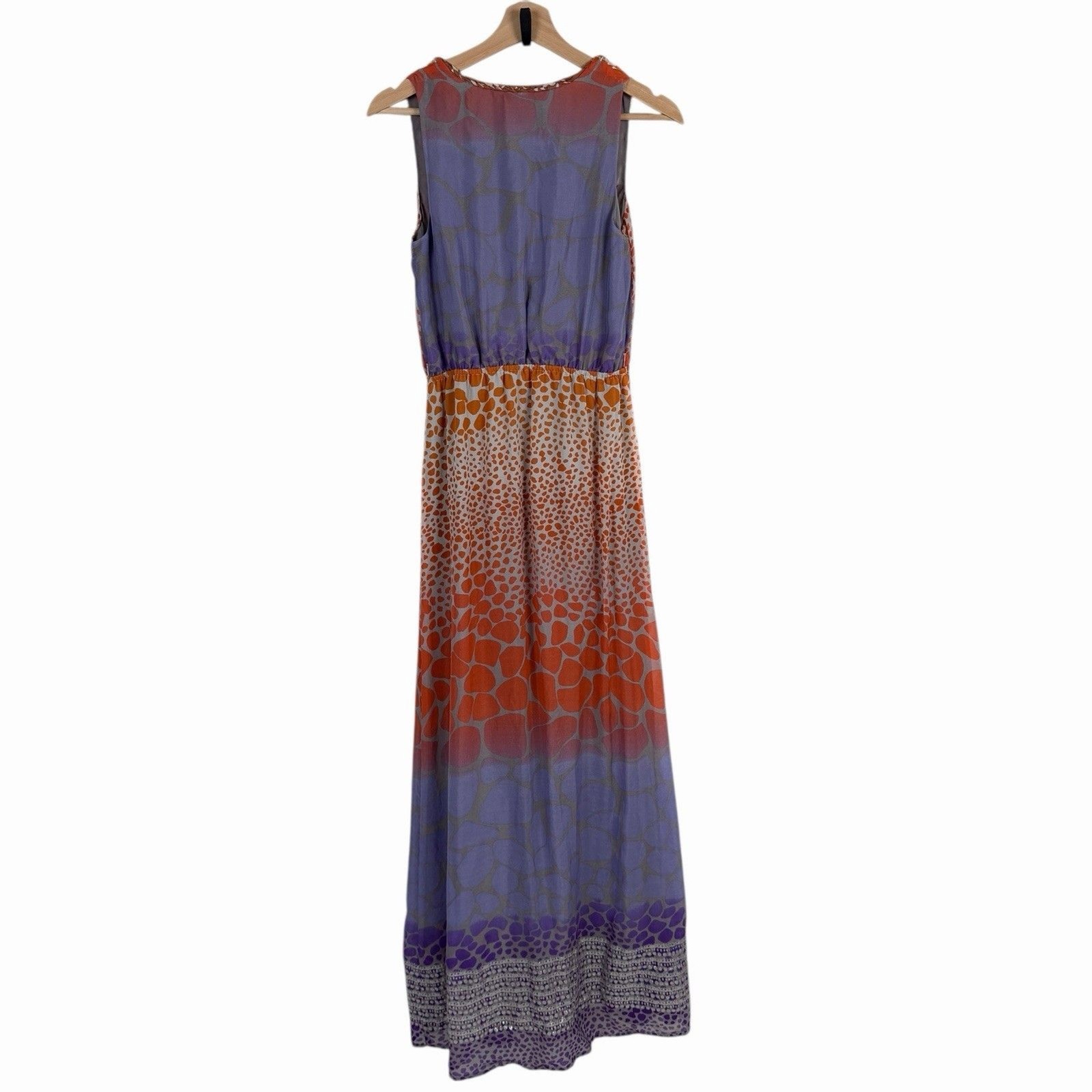Presley Skye Maxi Silk Chiffon V Neck Dress Small Sleeveless Boho Festival