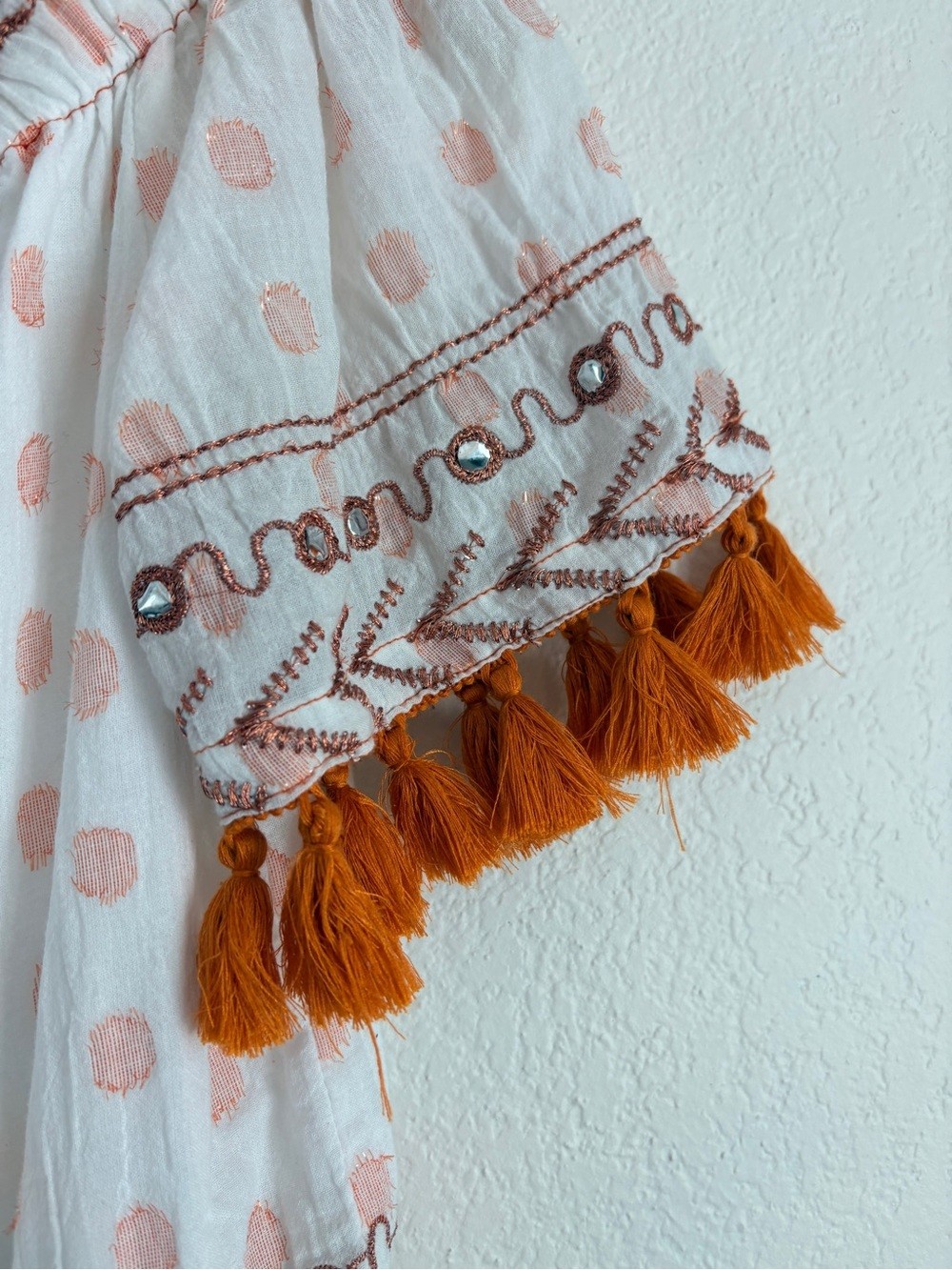 Mer St. Barth Coastal Fringe Mirrored Boho Embroidered Tassel Dress