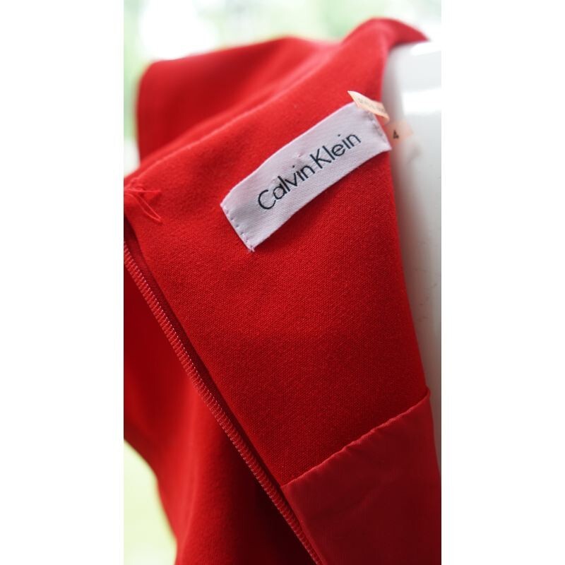 Calvin Klein Ruffeled Fitted Red Power Dress Size 4