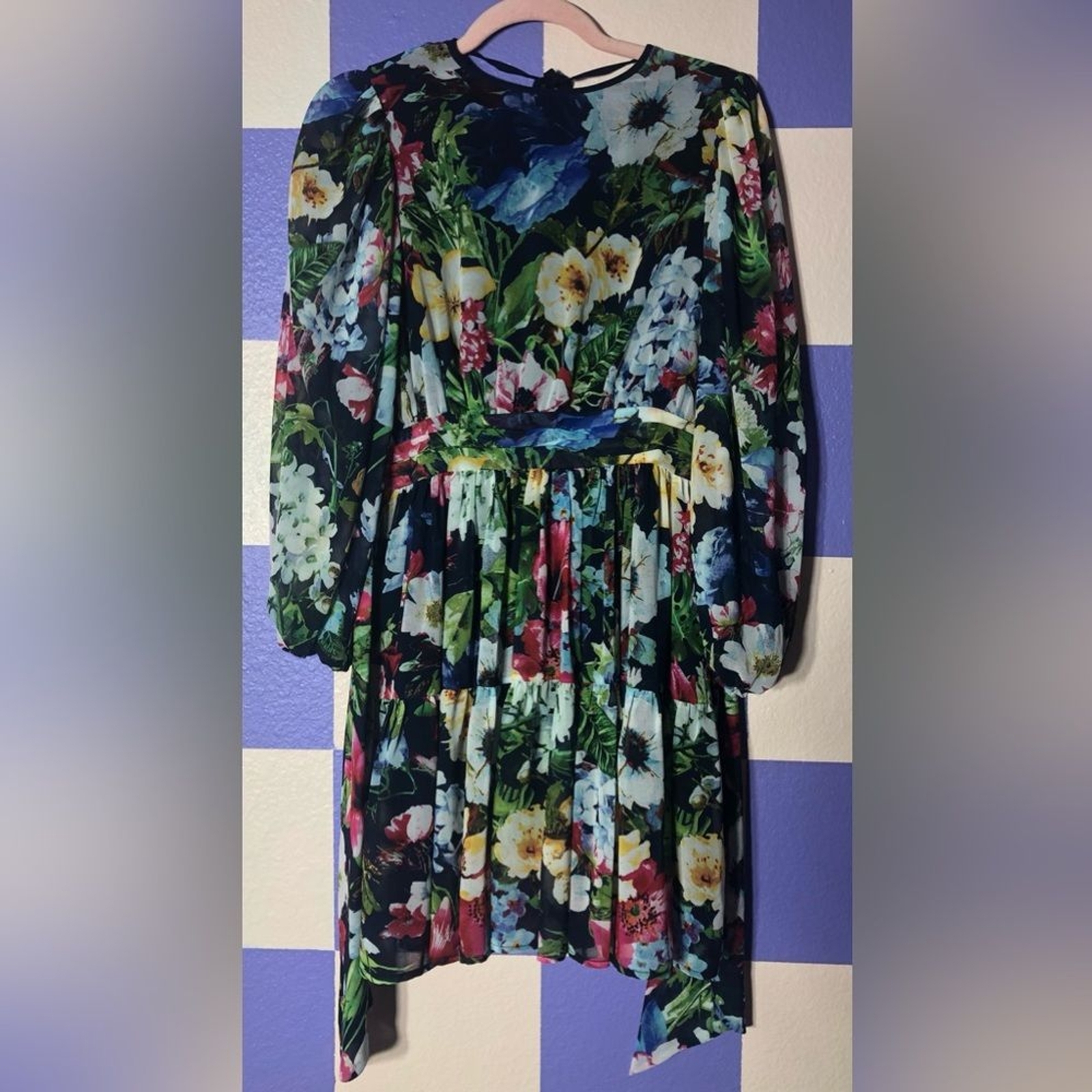 NWT LDT Ink Eden Floral Long Sleeve Open Back Mini Dress with Pockets – Size 4