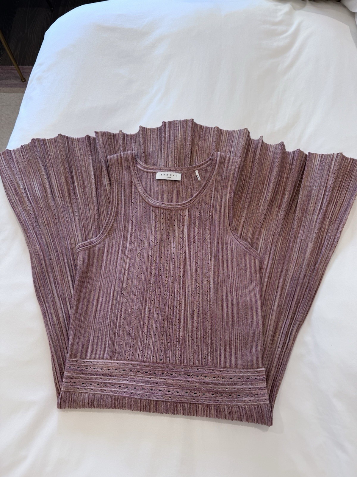 Sandro Paris Multi Solid Fit & Flare Knit Pleated Sleeveless Dress 36 R2531E-60