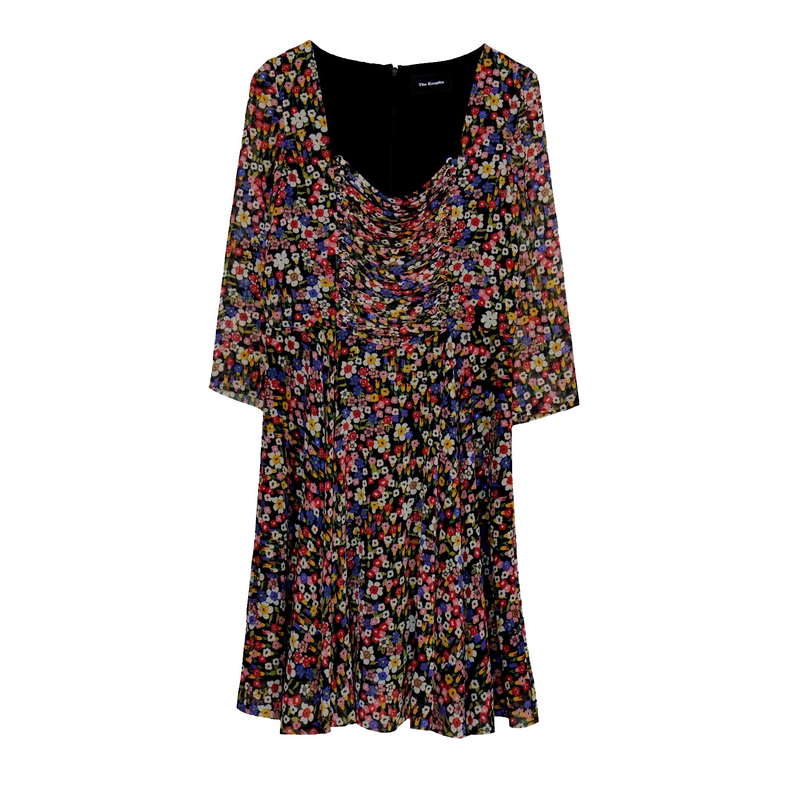 The Kooples Multicolor Floral Ruched Sweetheart Chiffon Mini Dress Sz S