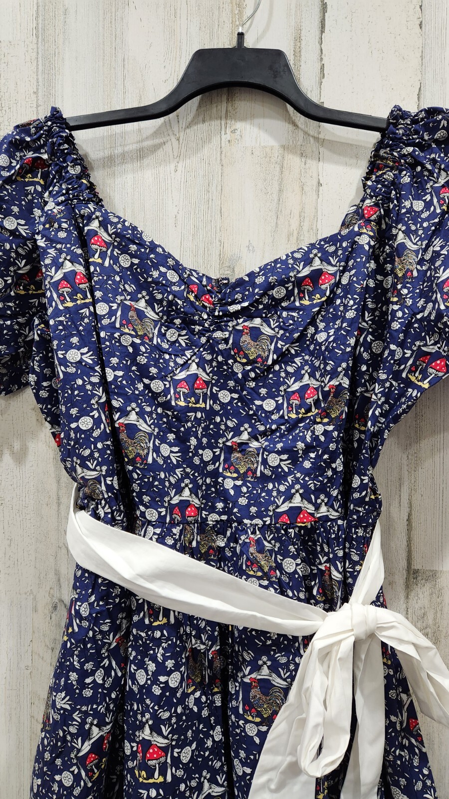 UNIQUE VINTAGE Navy Mushroom Botanica Print Dakota 50’s Flare Dress Size MEDIUM