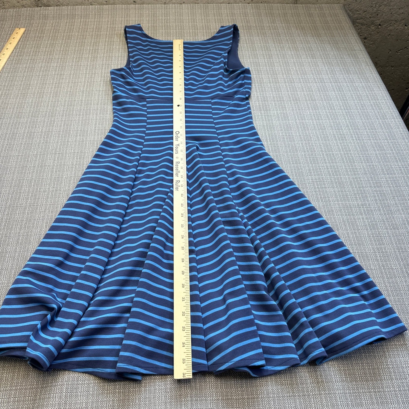 Peter Som for DesigNation Fit & Flare Dress size 4 Indigo Blue Striped Stretch