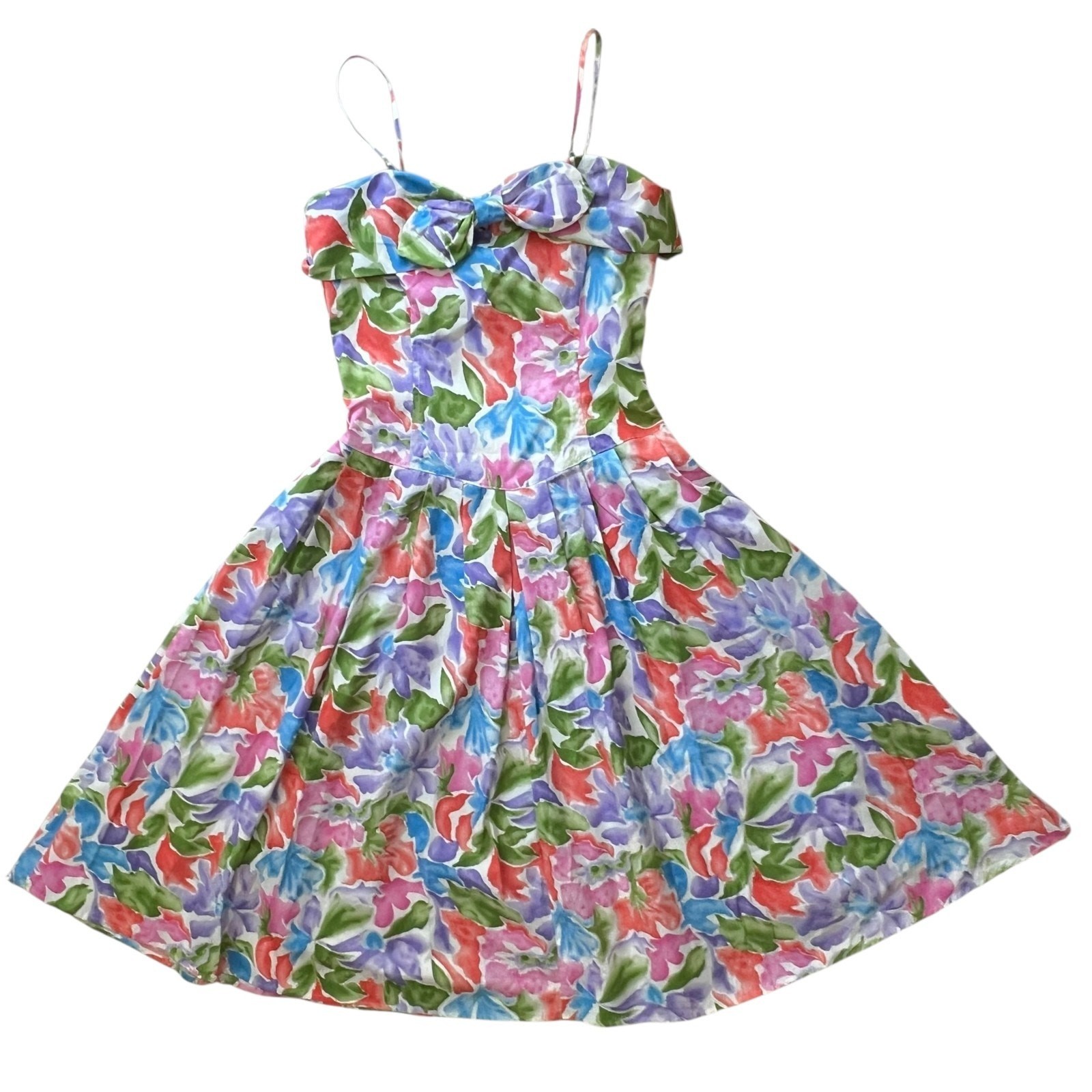 Vintage Womens Dress Medium Retro Cotton 80s does 50s Removable Strapless Cruise