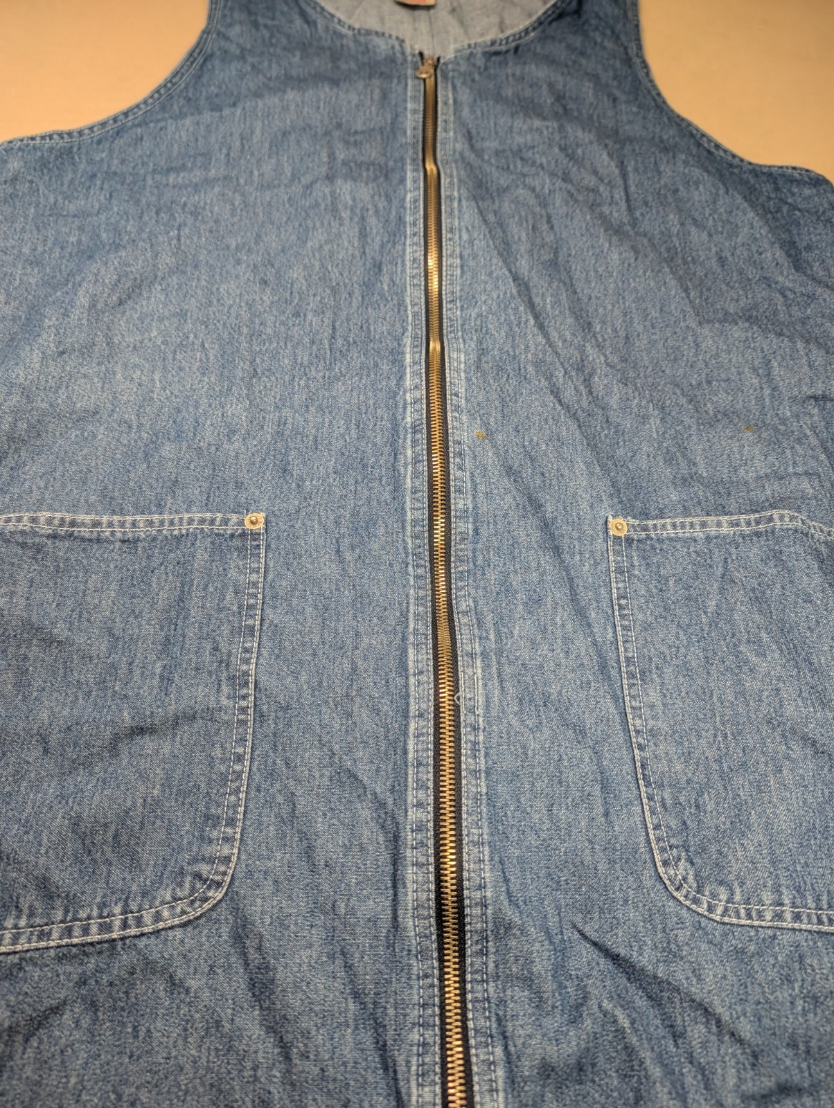 VTG Ki-ko-mo Blue Jeans Denim Jumper Dress Plus Size 18W Full Zip Front Pockets
