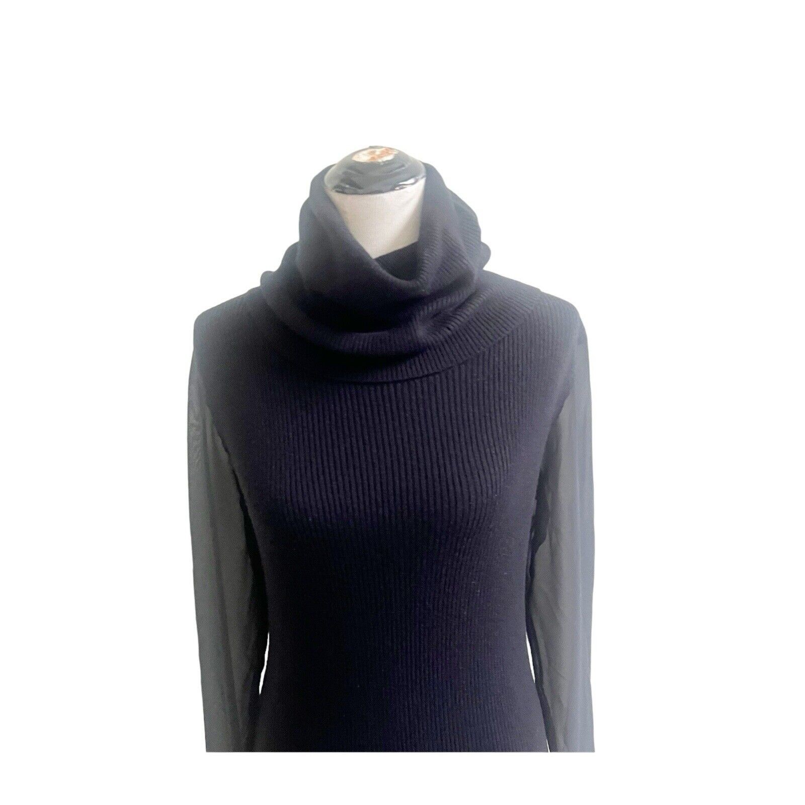 All Saints Milo Funnel Sweater Dress Black Size 6 Wool Cashmere Blend Minimalist