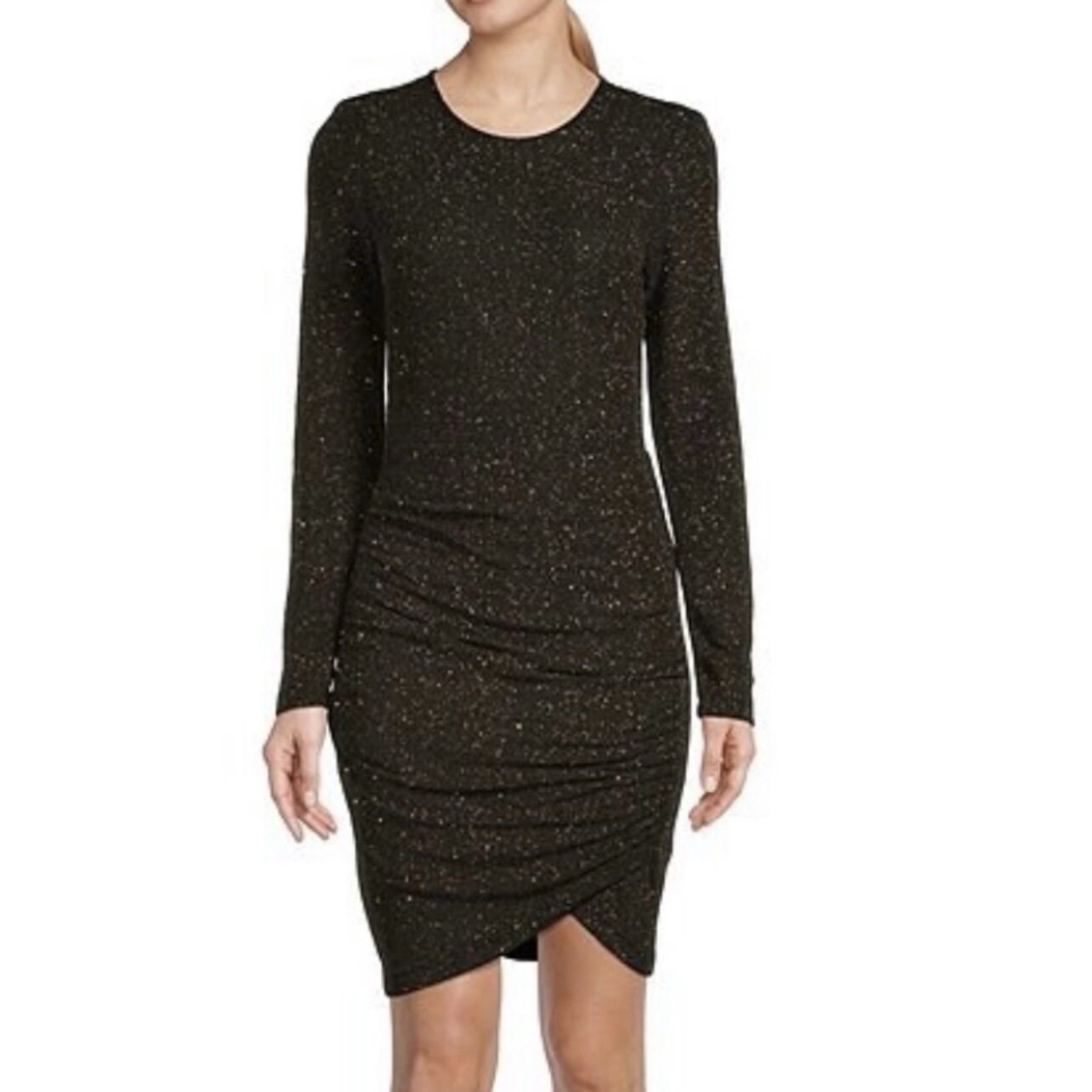 Gibson Latimer • Rainbow Glitter Long Sleeve Ruched Bodycon Dress Size XXL
