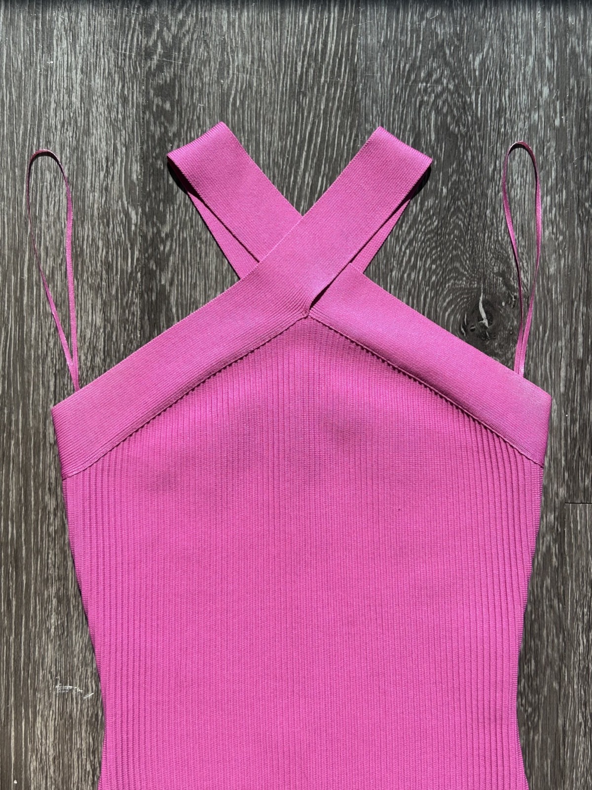 Sincerely Jules Pink Ribbed Halter Bodycon Mini Dress XS