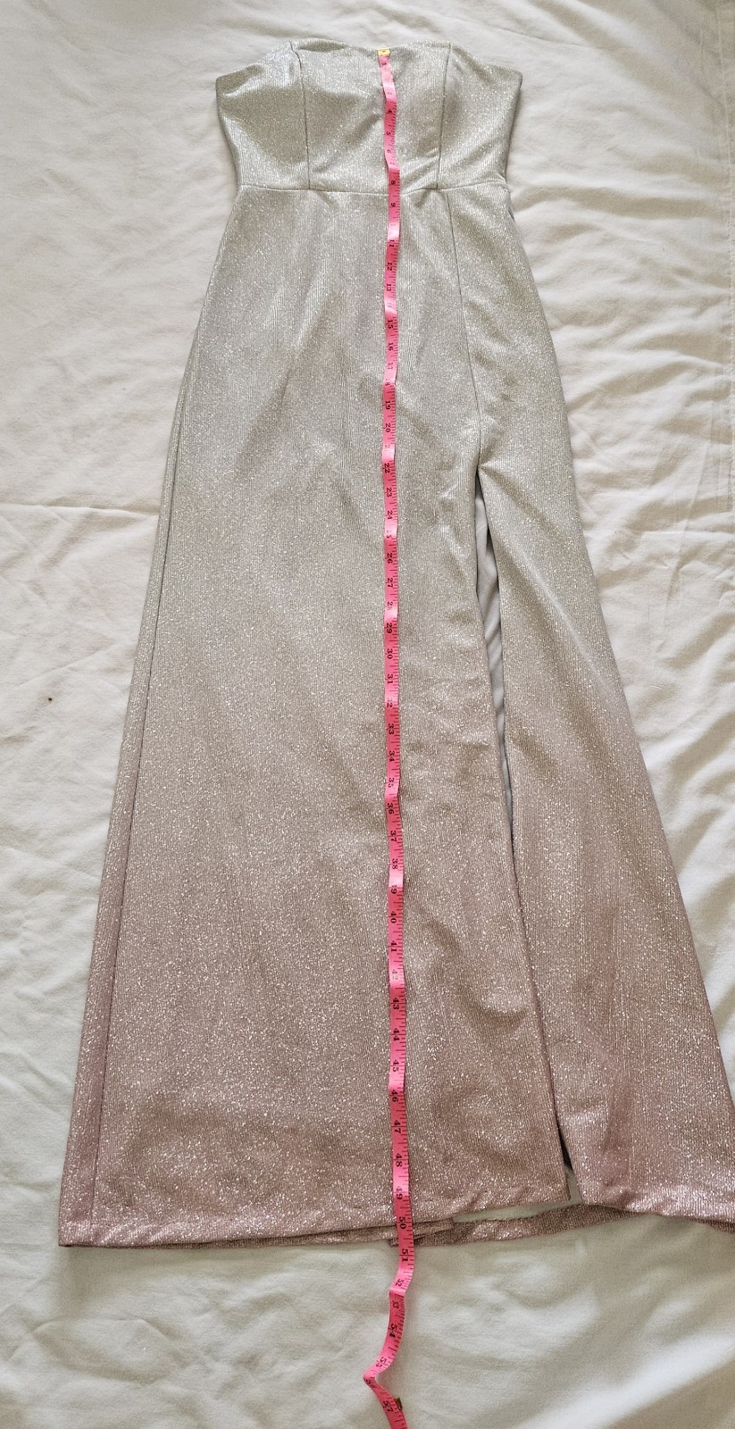 Jump Apparel Strapless Glitter Ombre Maxi Dress Silver Pink XS Juniors Slit