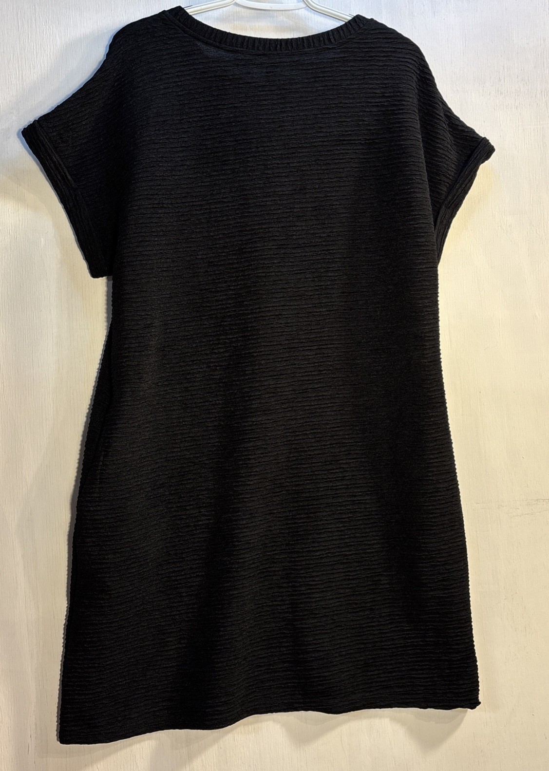 Evaless Women’s Size L Stretch Textured Knit Tunic Dress Pockets