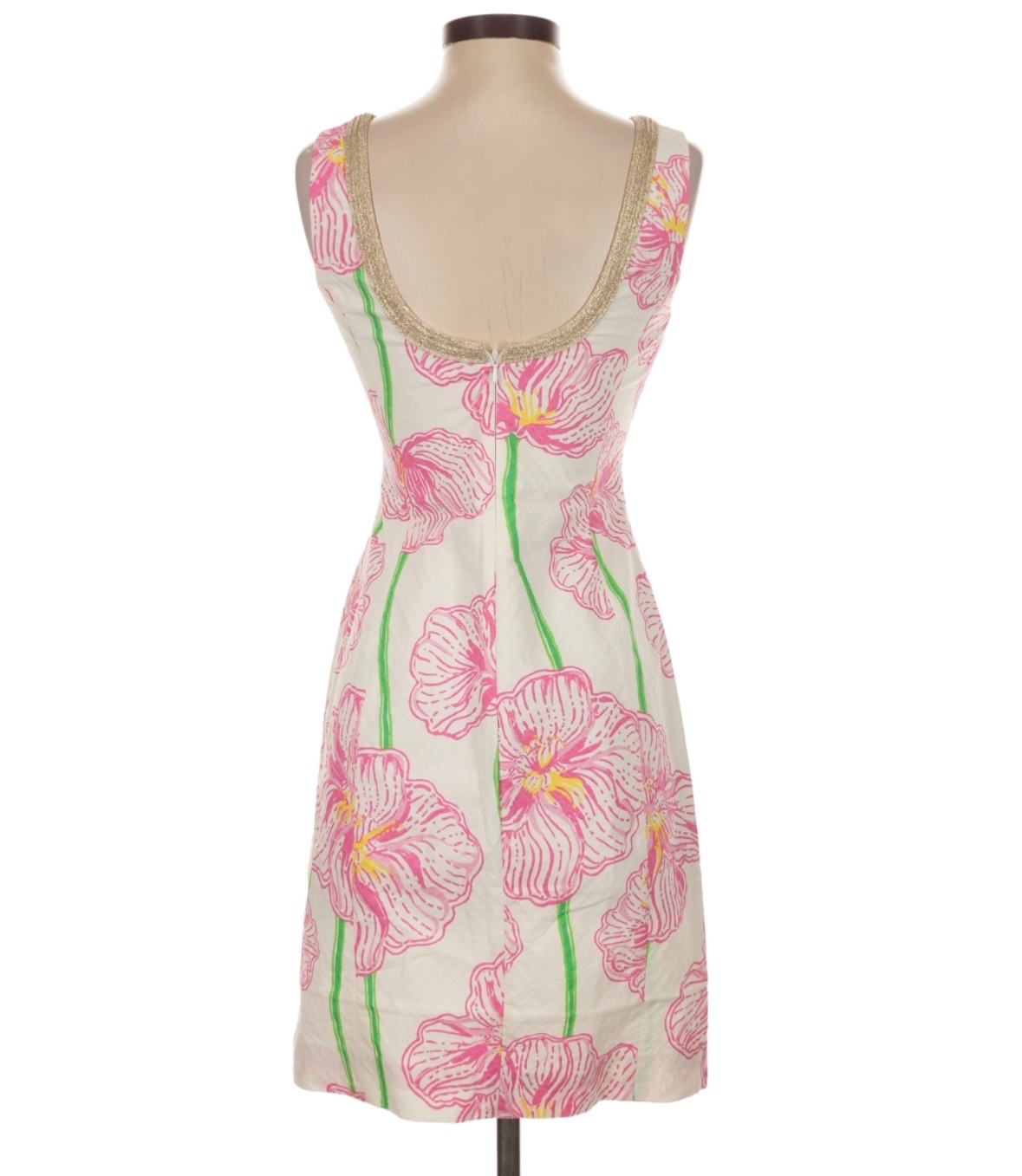 ⁠NWT Lilly Pulitzer Janice Shift Dress Pink Poppy Gold Soutache Size 4