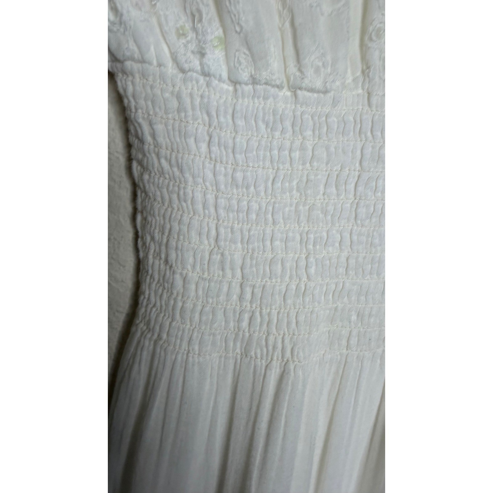 Mlle Gabrielle 2X Cotton Dress Plus Size White Lace Ruffle Cottagecore Peasant