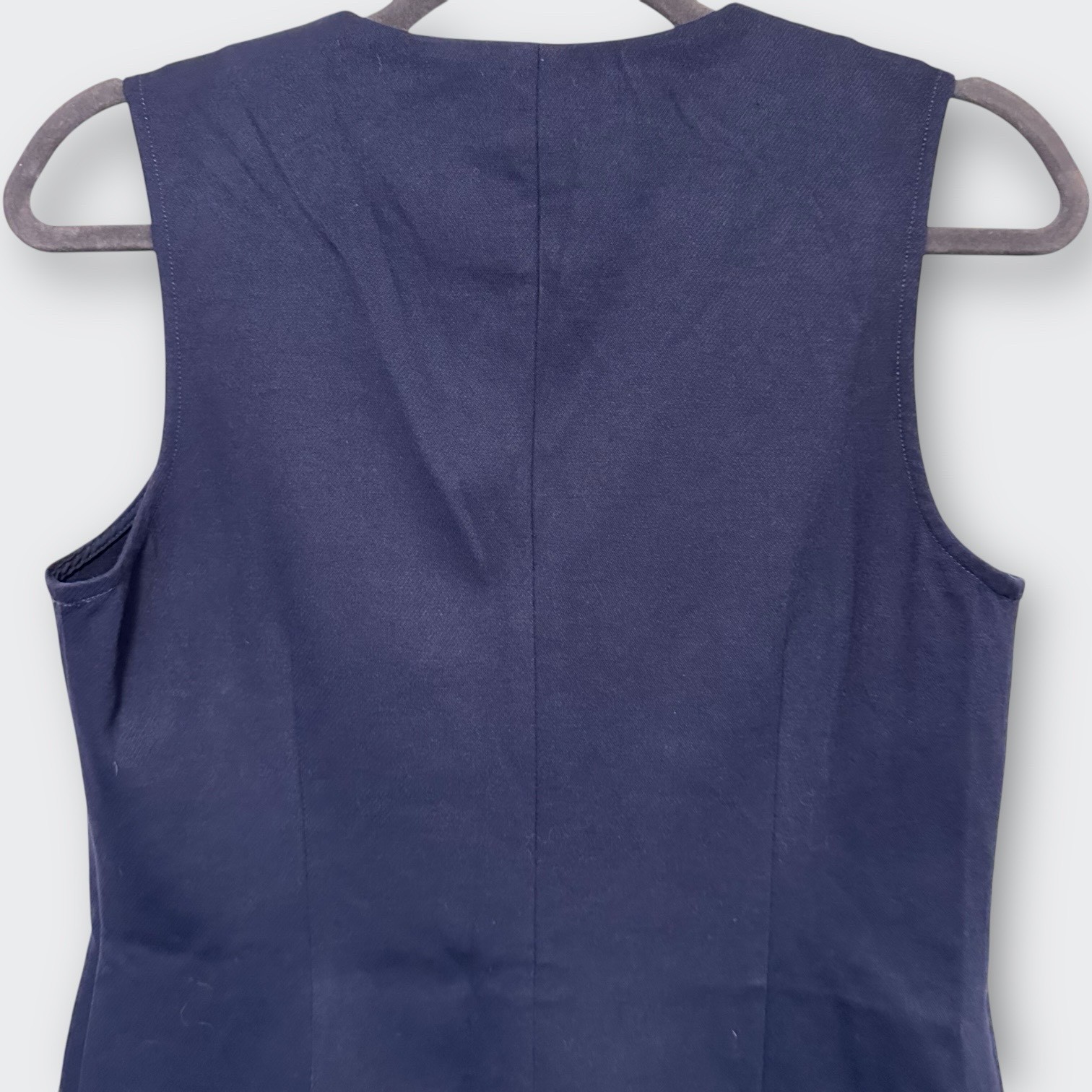 New WILLOW & WIND Navy Blue V-Neck Mini Vest Dress S Gold Button Preppy Classic